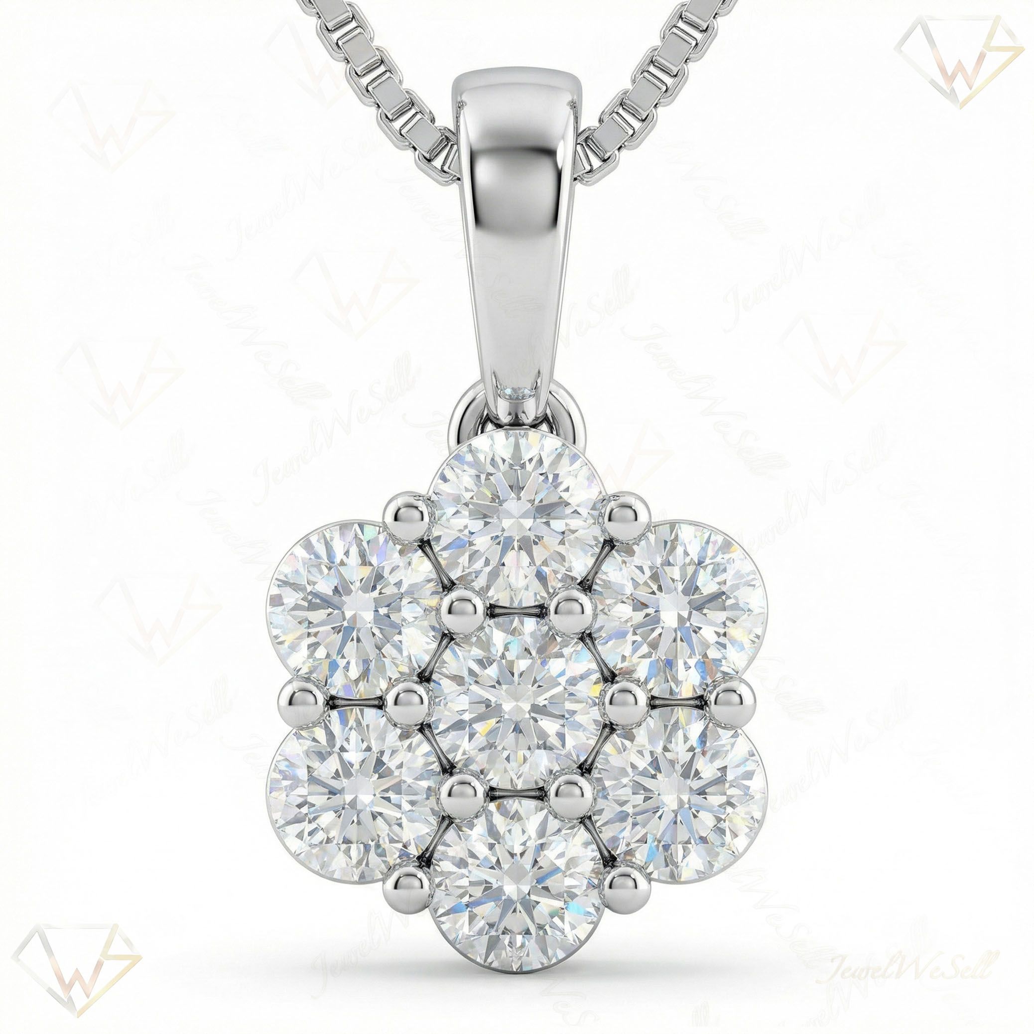 2.25 ct EF VS Moissanite Cluster Pendant in 925 Sterling Silver 202255