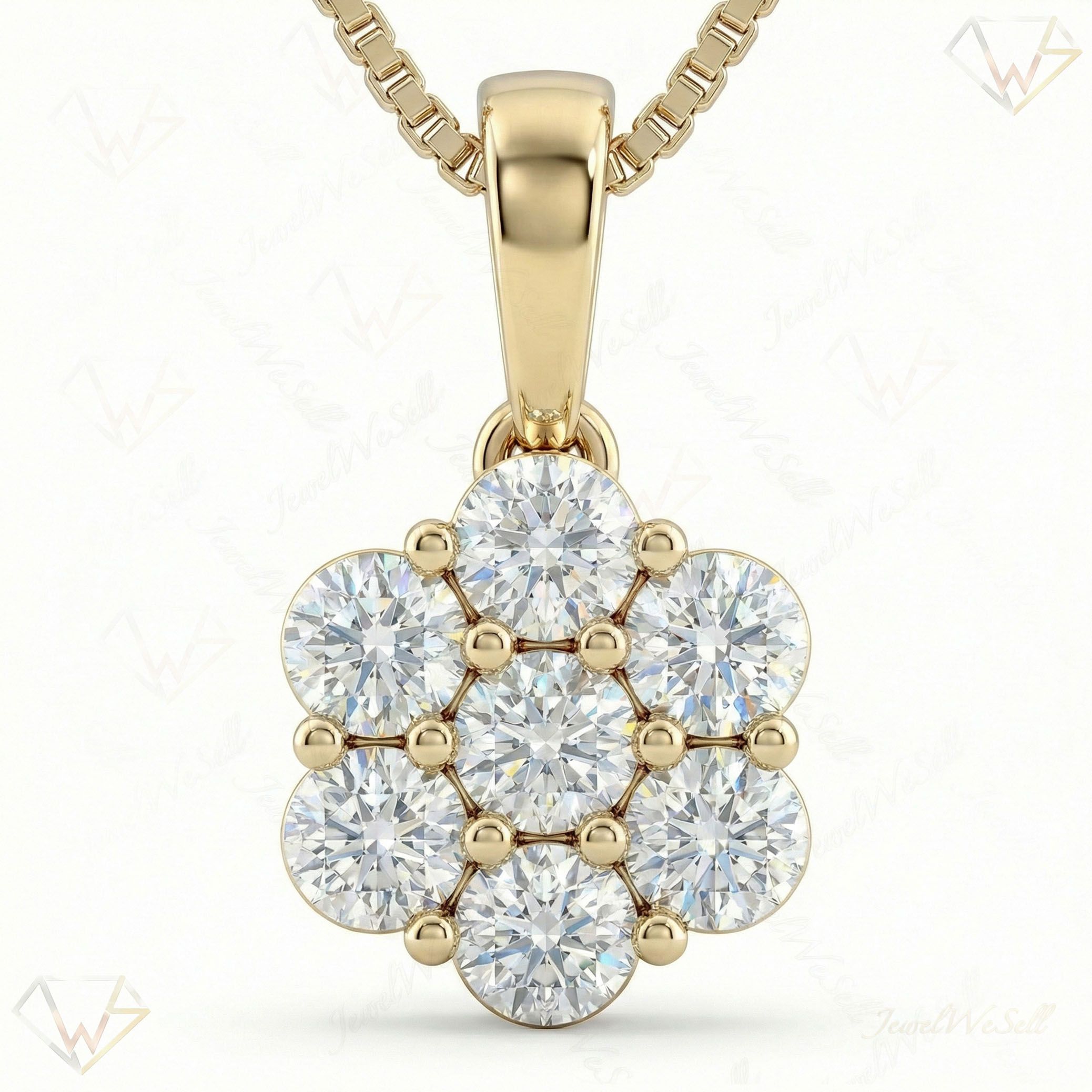 2.25 ct EF VS Lab Grown Diamond Cluster Pendant in 10k Yellow Gold 202255