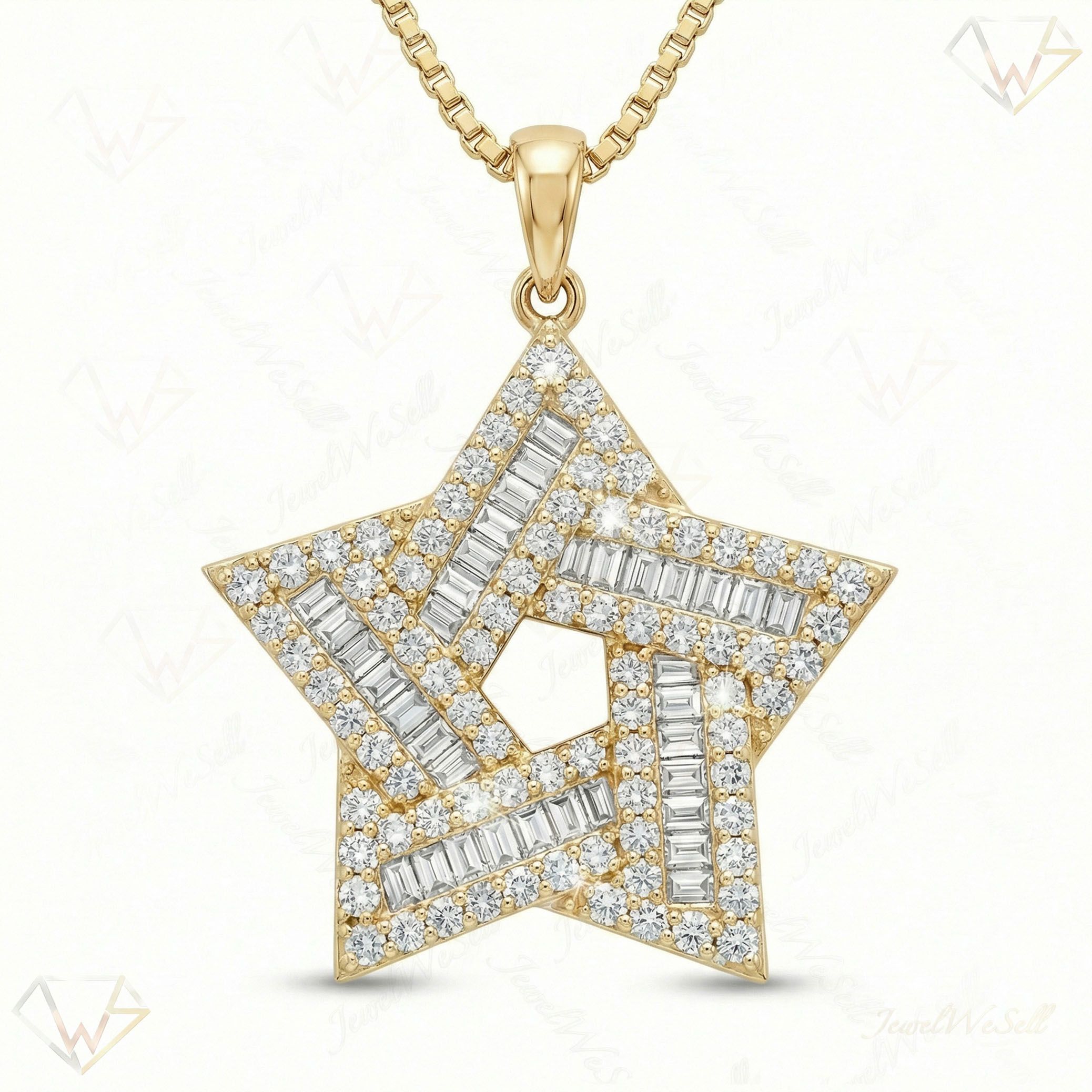 1.80 ct EF VS Lab Grown Diamond Star Pendant in 10k Yellow Gold 202283