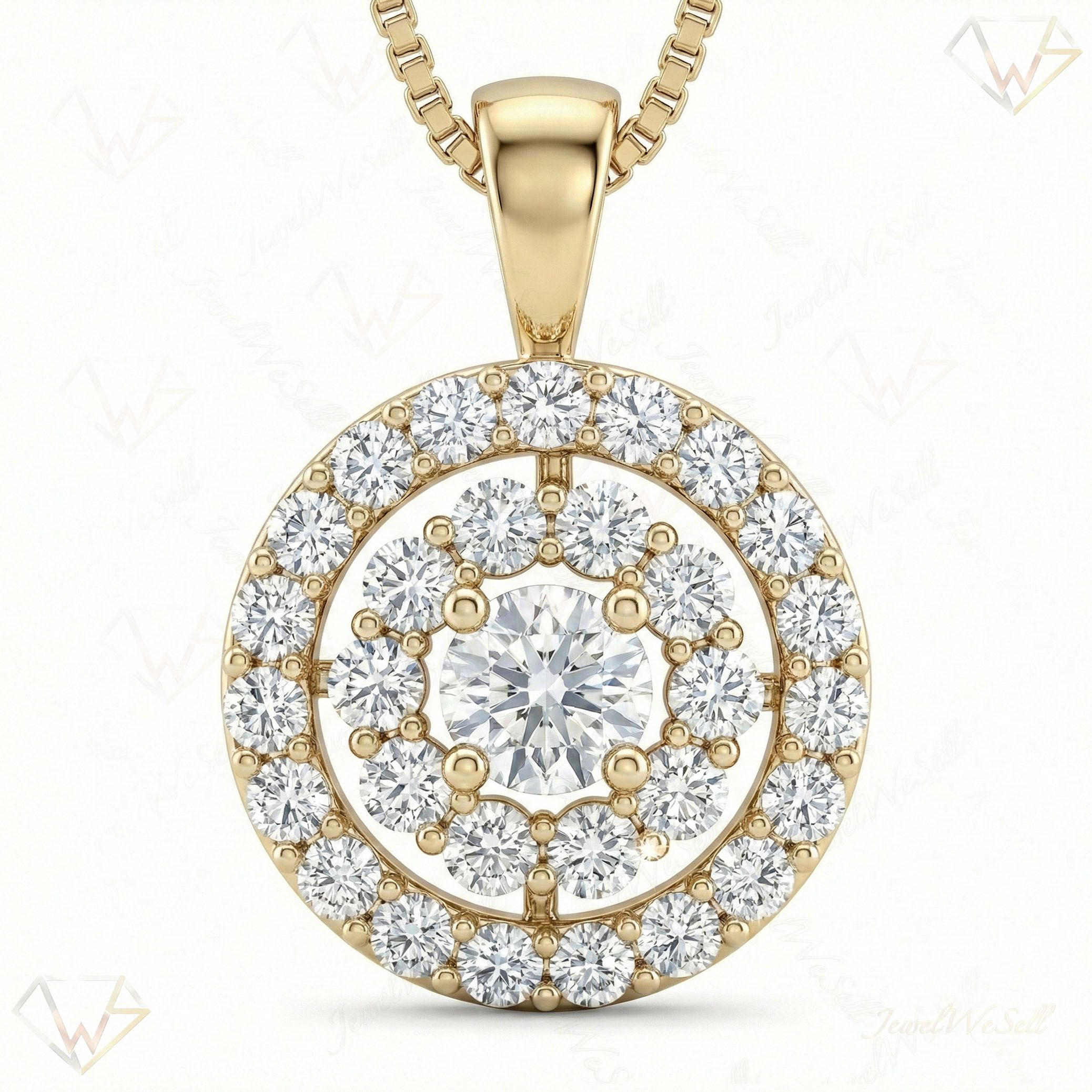 1.20 ct EF VS Lab Grown Diamond Halo Pendant in 10k Yellow Gold 202288