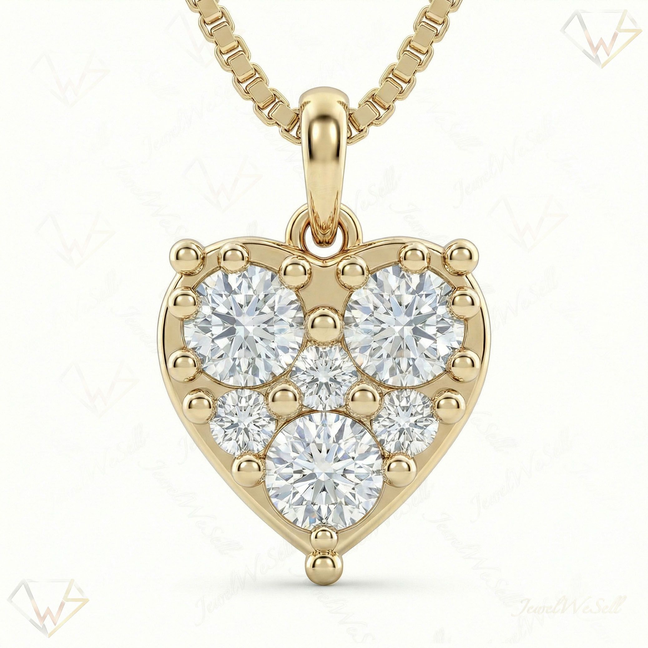 1.75 ct EF VS Lab Grown Diamond Cluster Pendant in 14k Yellow Gold 202934