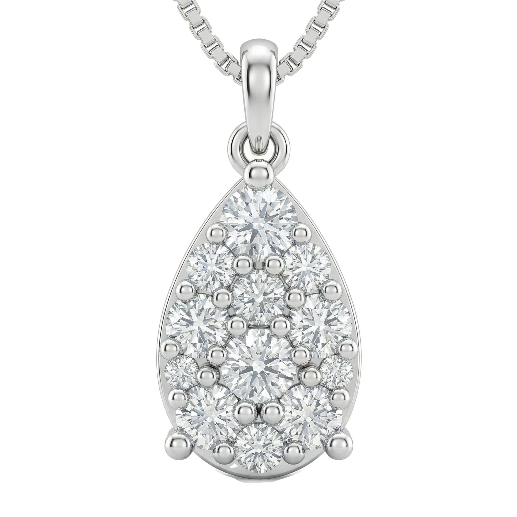 1.75 ct EF VS Lab Grown Diamond Cluster Pendant in 10k White Gold 202935