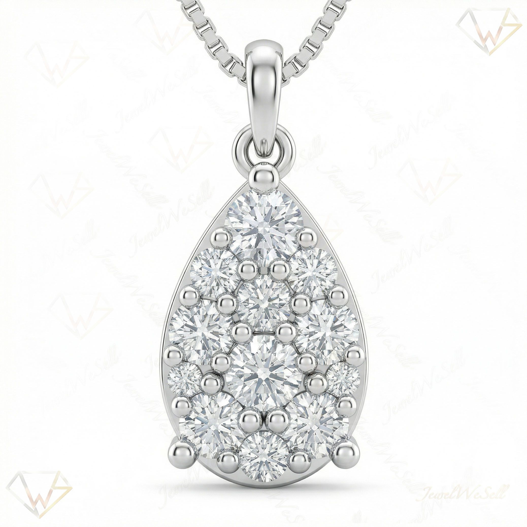 1.75 ct EF VS Moissanite Cluster Pendant in 925 Sterling Silver 202935