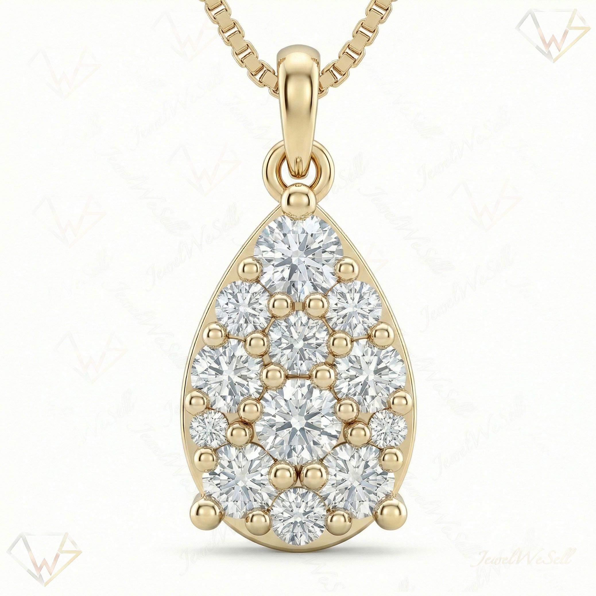 1.75 ct EF VS Lab Grown Diamond Cluster Pendant in 10k Yellow Gold 202935