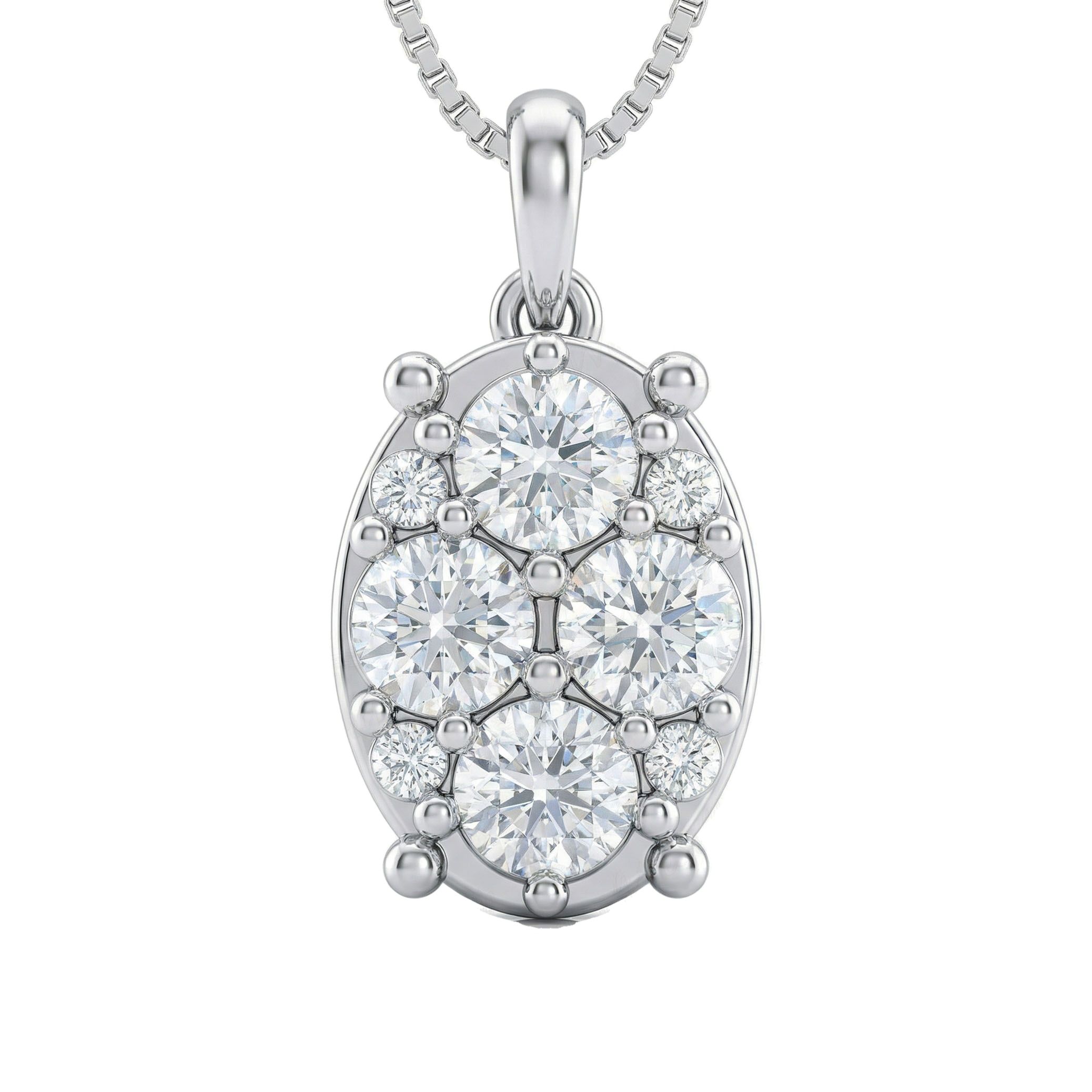 1.60 ct EF VS Moissanite Cluster Pendant in 925 Sterling Silver 202937
