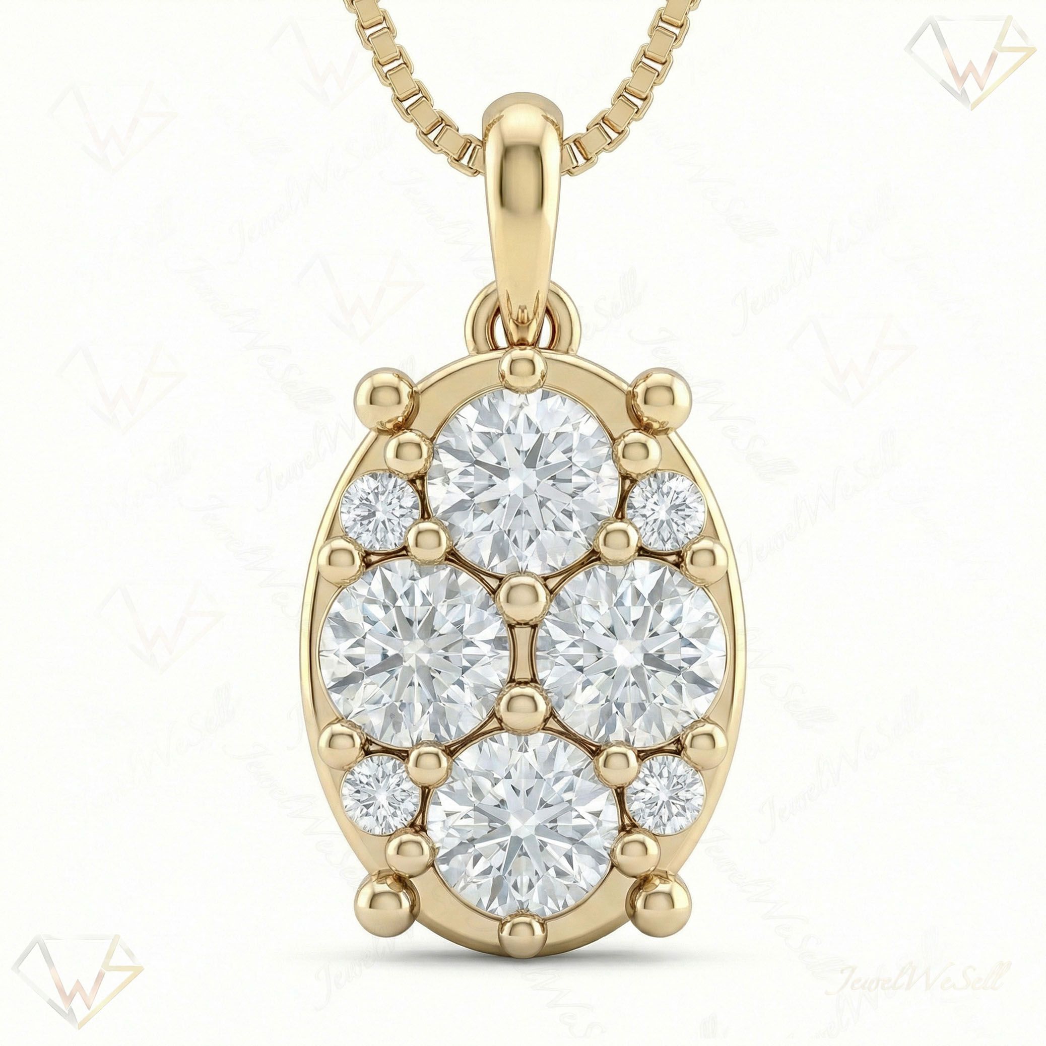 1.60 ct EF VS Lab Grown Diamond Cluster Pendant in 14k Yellow Gold 202937