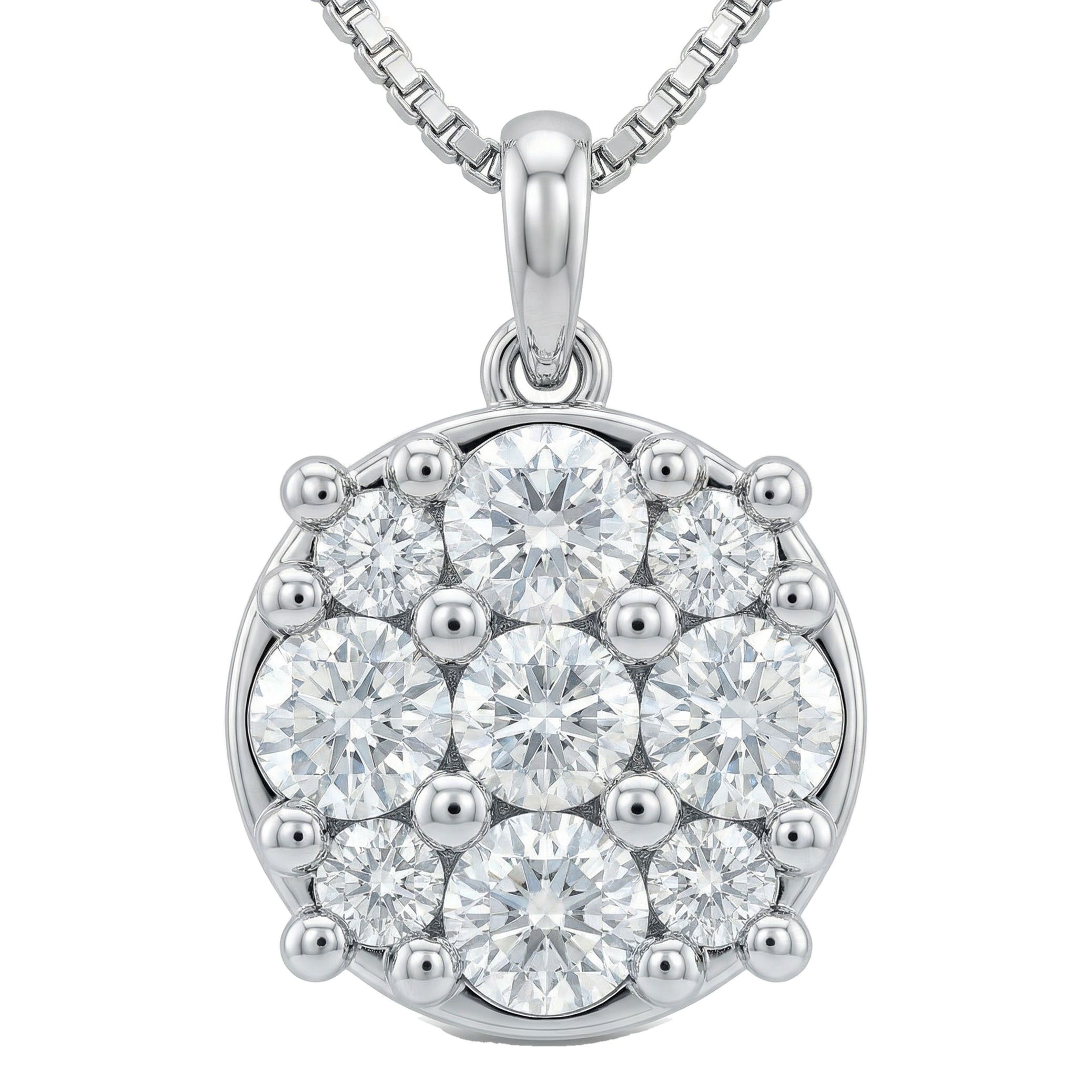 1.10 ct EF VS Lab Grown Diamond Cluster Pendant in 14k White Gold 202938