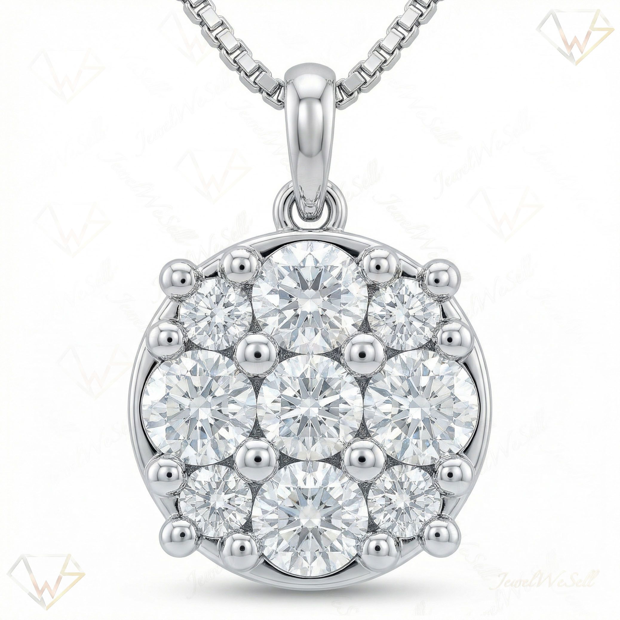 1.10 ct EF VS Lab Grown Diamond Cluster Pendant in 10k White Gold 202938