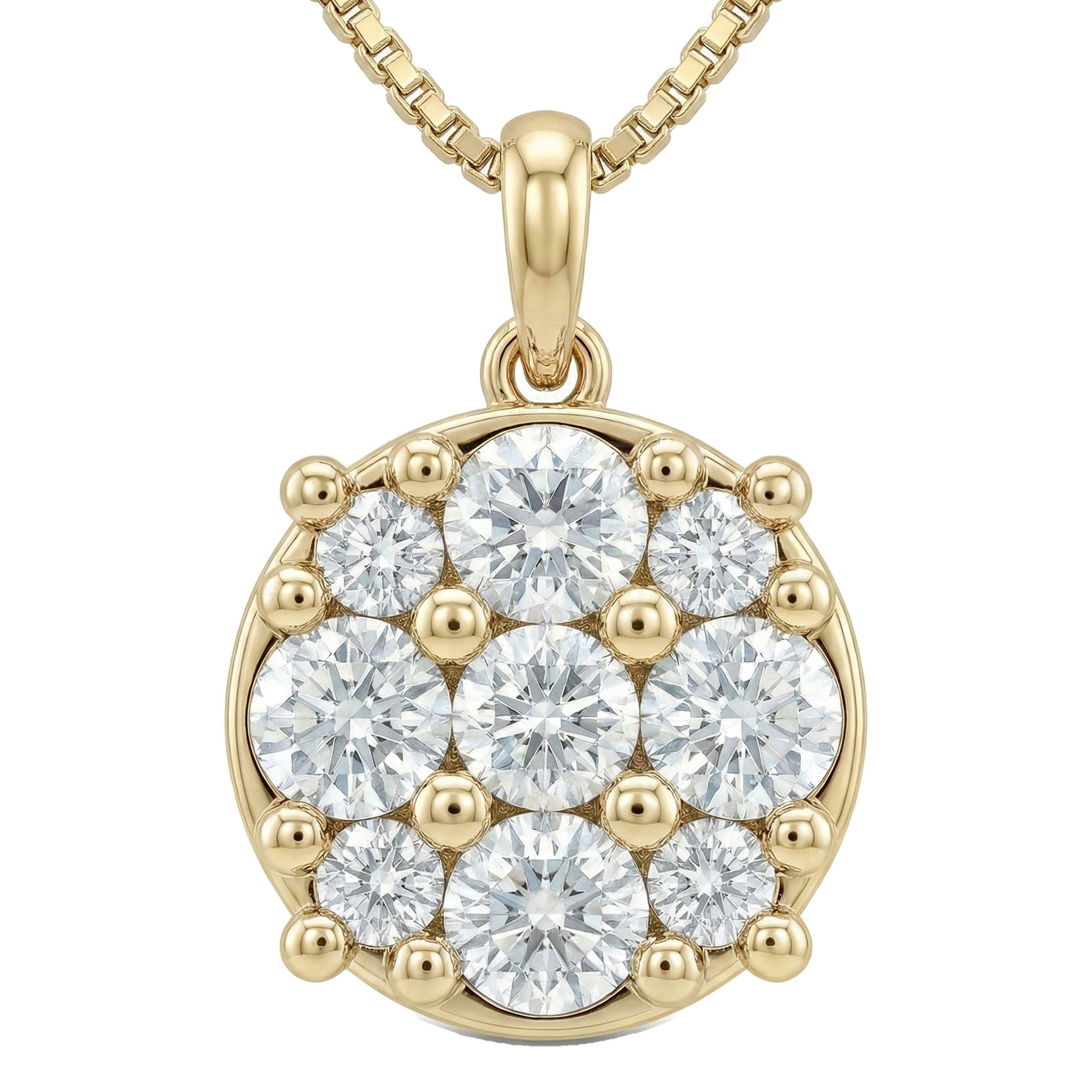 1.10 ct EF VS Lab Grown Diamond Cluster Pendant in 10k Yellow Gold 202938