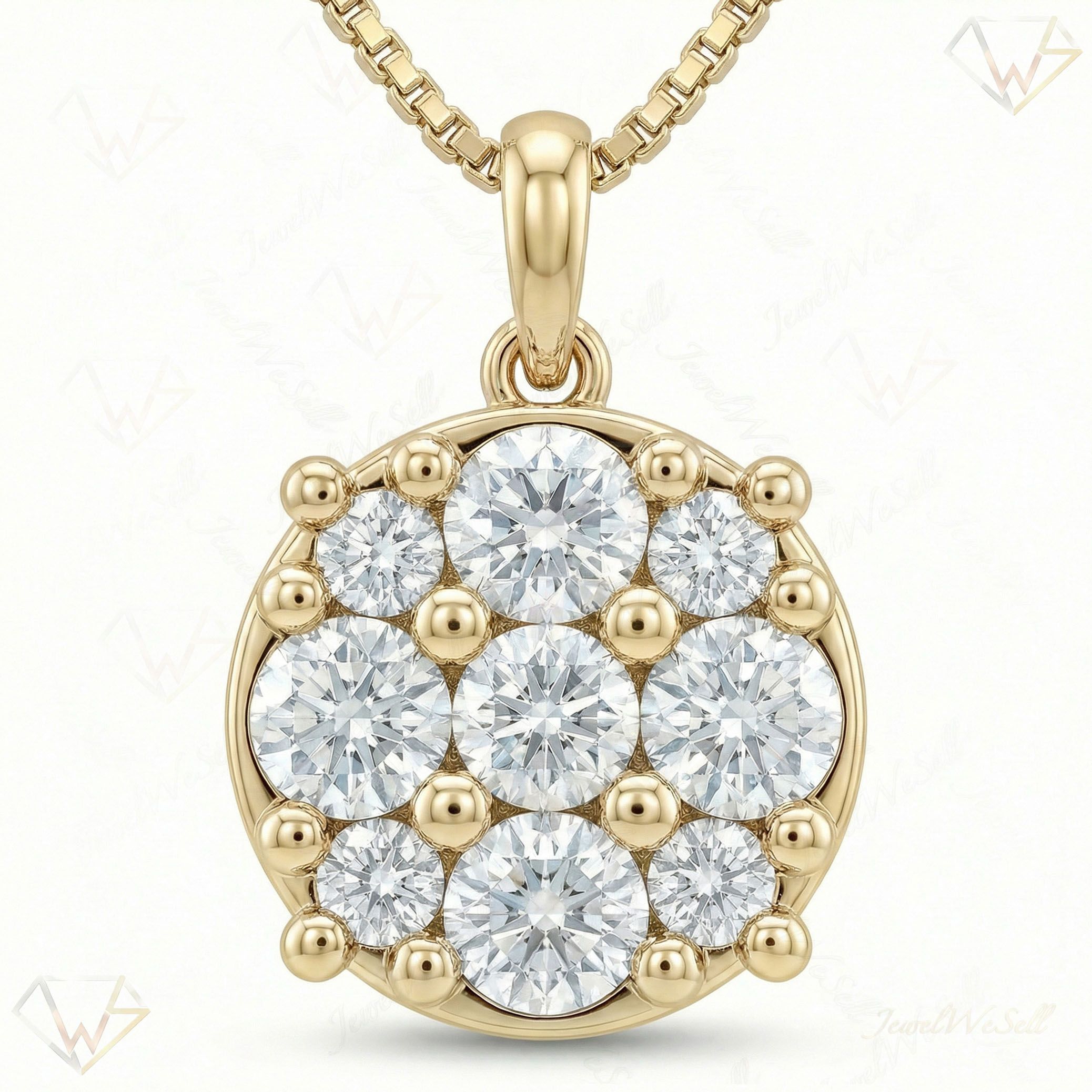 1.10 ct EF VS Lab Grown Diamond Cluster Pendant in 14k Yellow Gold 202938
