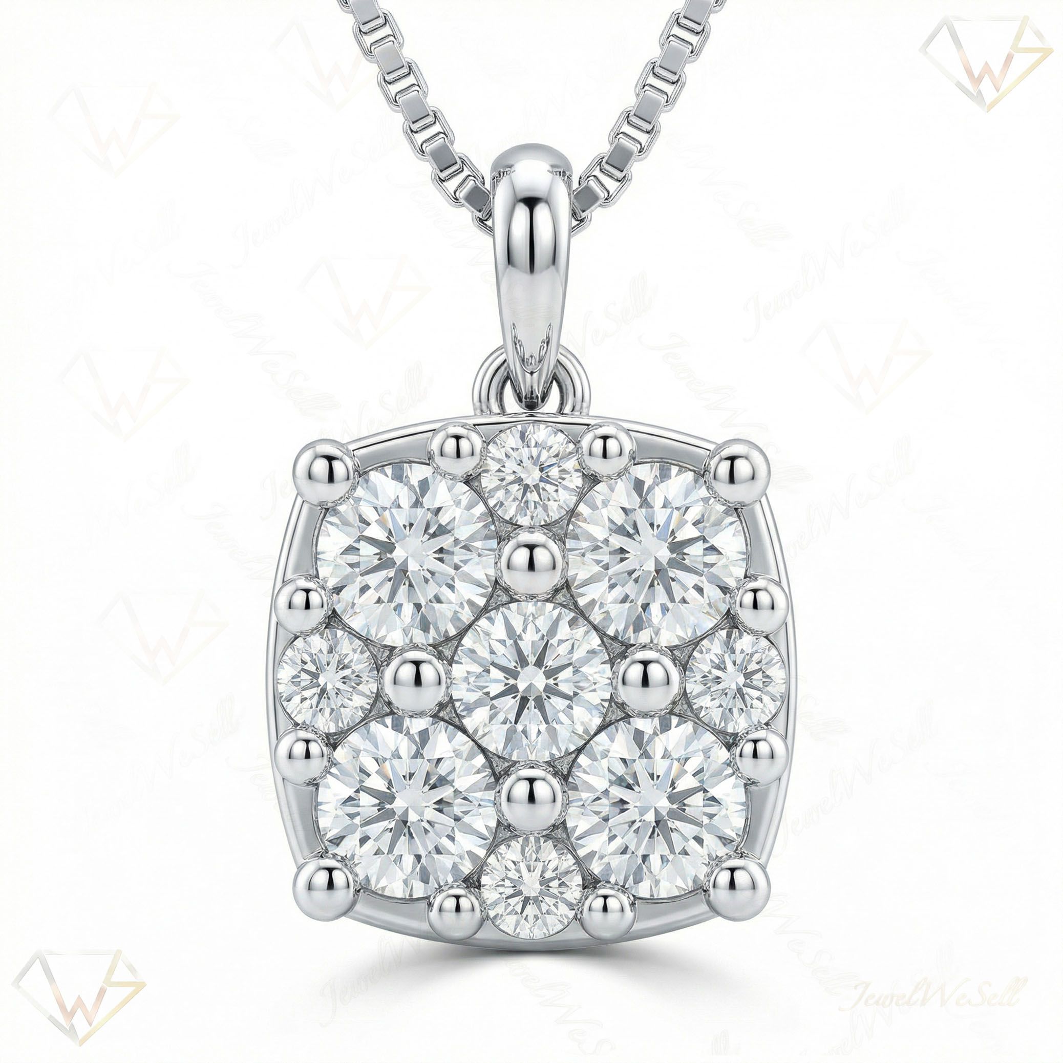 0.60 ct EF VS Lab Grown Diamond Cluster Pendant in 14k White Gold 202939