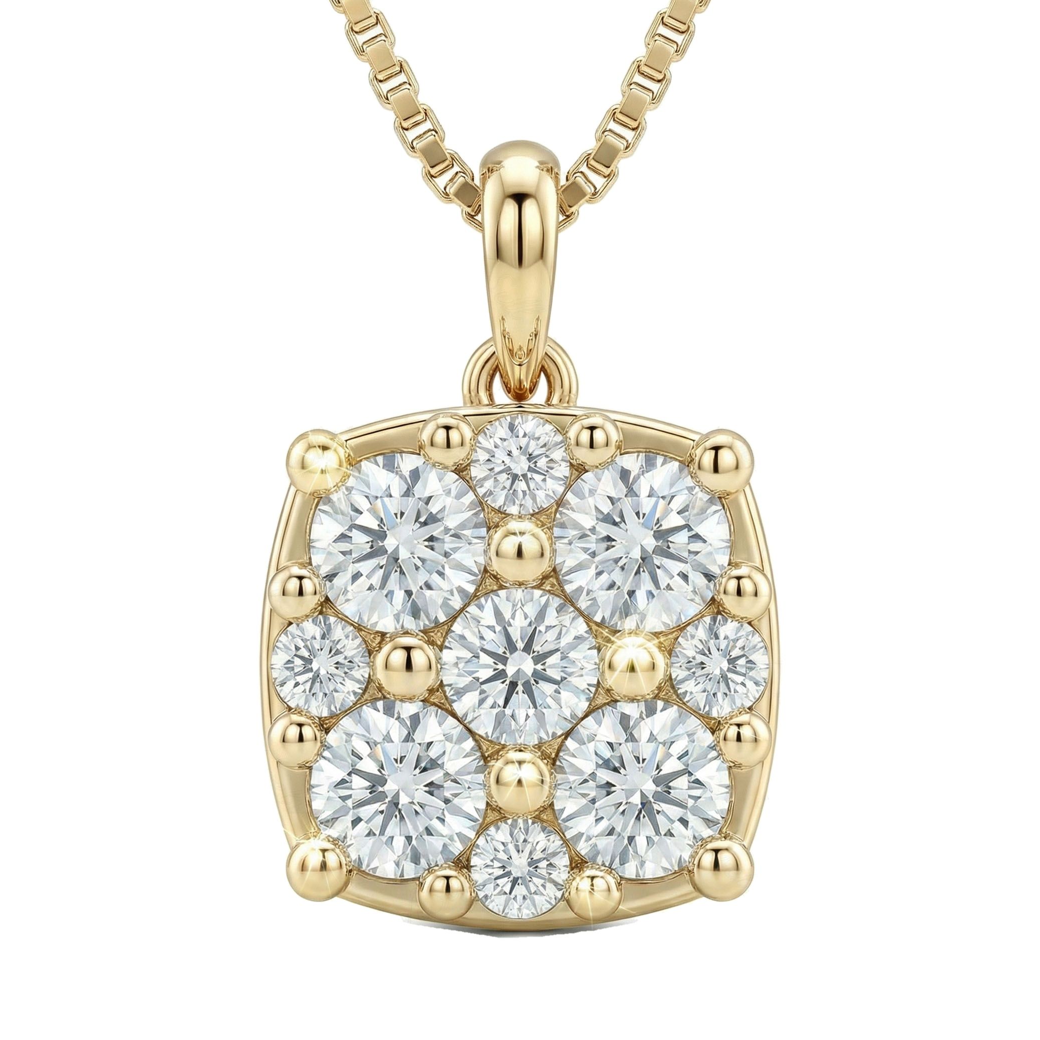 0.60 ct EF VS Lab Grown Diamond Cluster Pendant in 10k Yellow Gold 202939