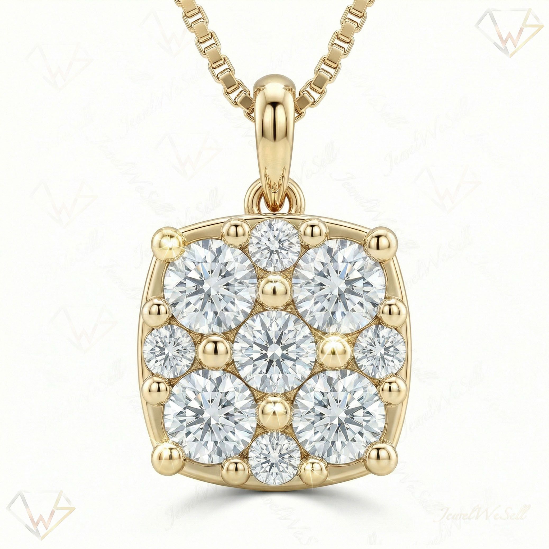 0.60 ct EF VS Lab Grown Diamond Cluster Pendant in 14k Yellow Gold 202939