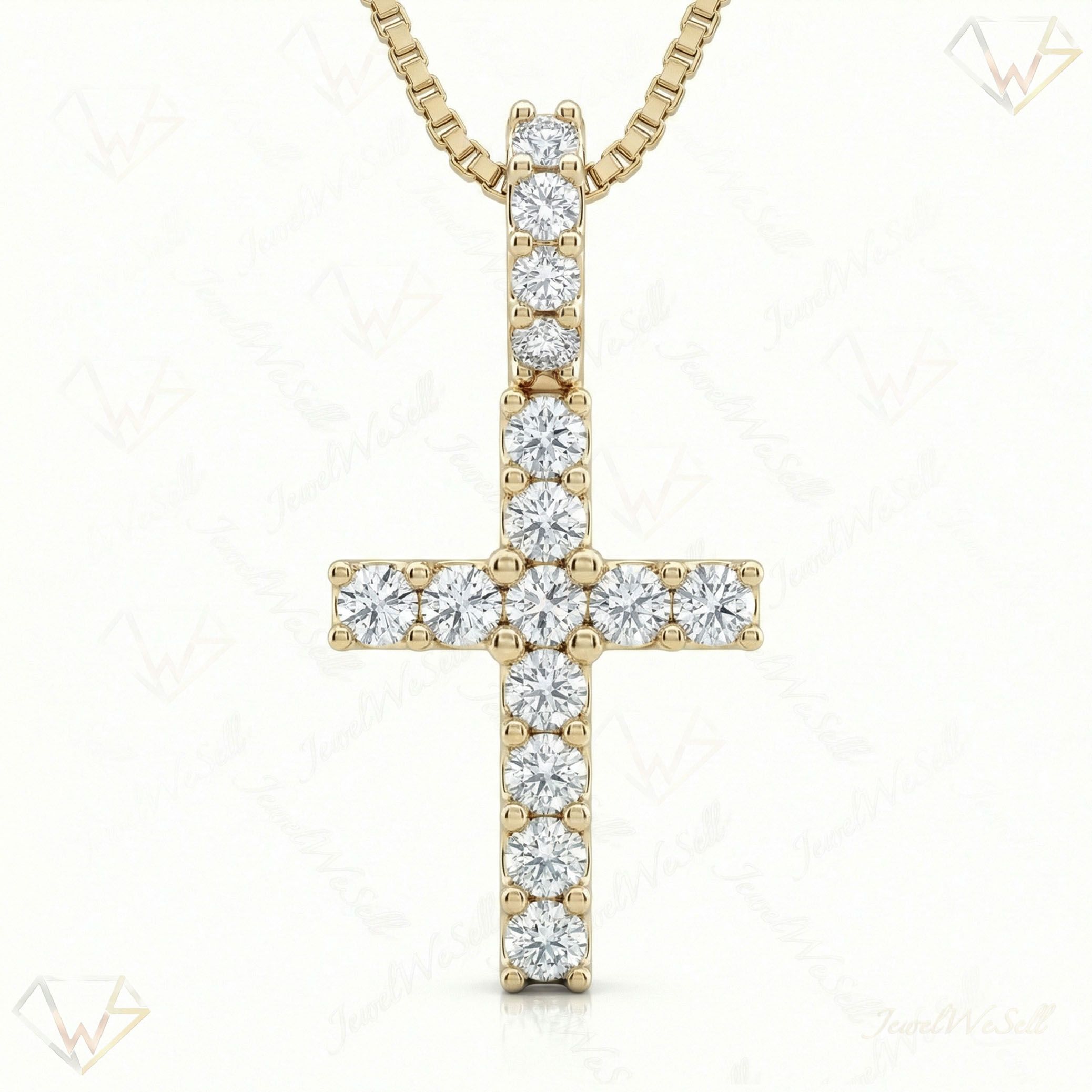 5.00 ct EF VS Lab Grown Diamond Cross Pendant in 10k Yellow Gold 202948