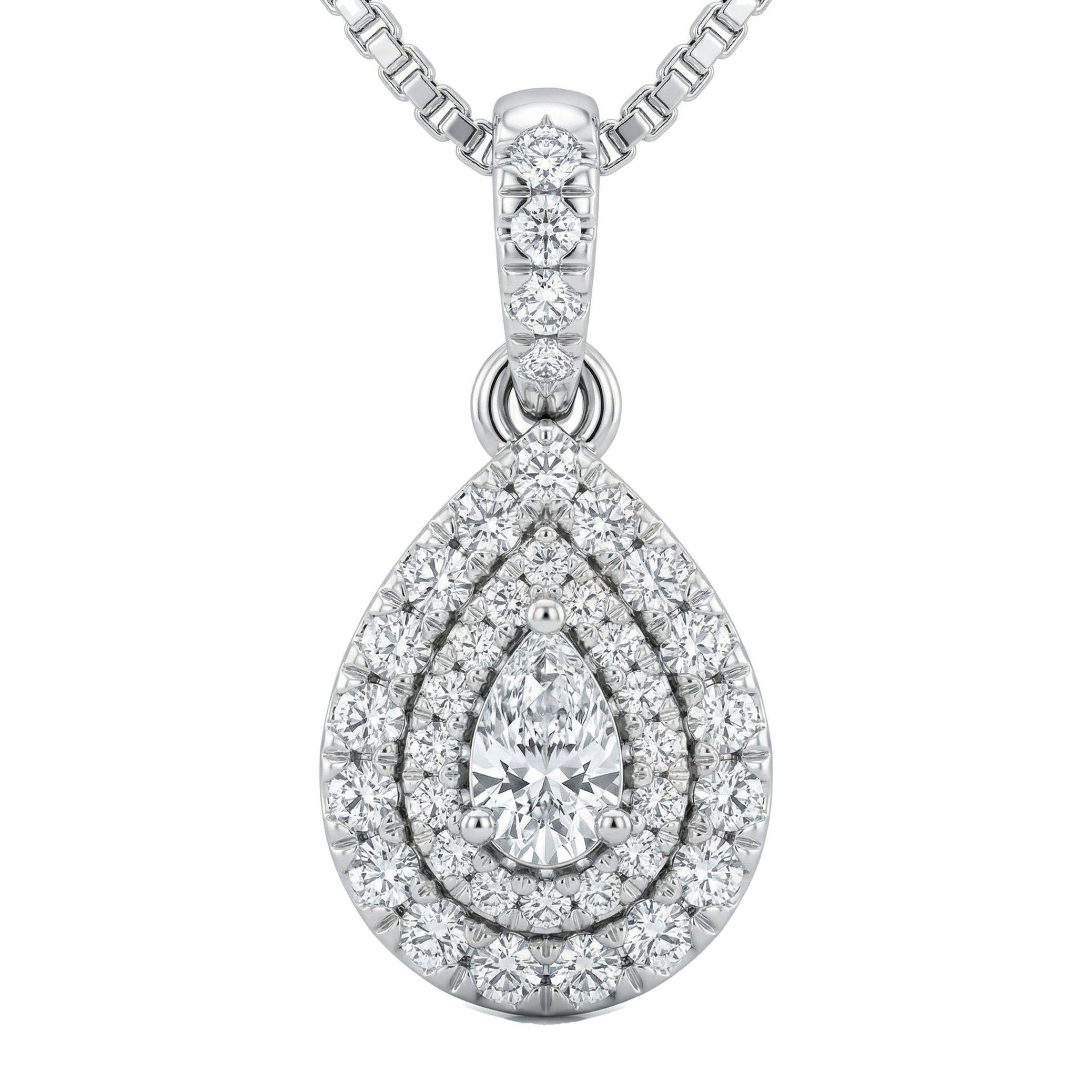 0.66 ct EF VS Lab Grown Diamond Halo Pendant in 10k White Gold 202976