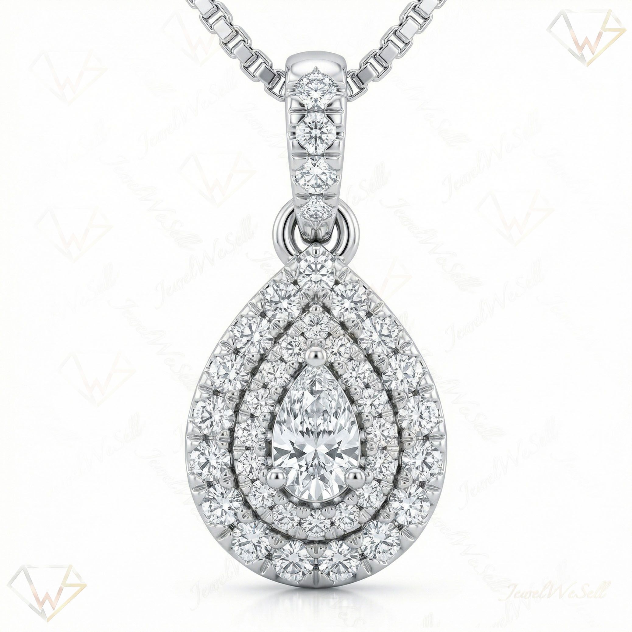 0.66 ct EF VS Moissanite Halo Pendant in 925 Sterling Silver 202976