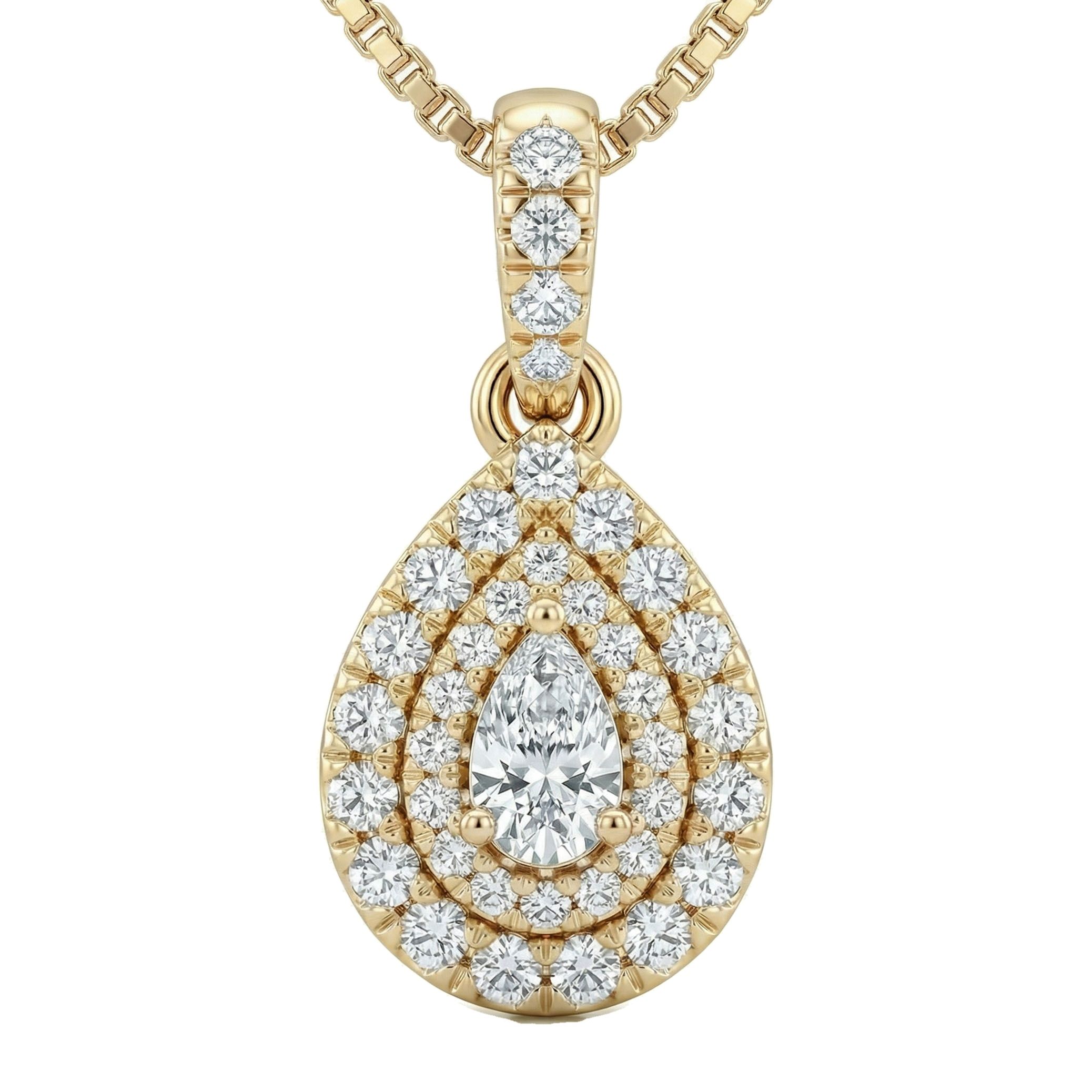 0.66 ct EF VS Lab Grown Diamond Halo Pendant in 14k Yellow Gold 202976