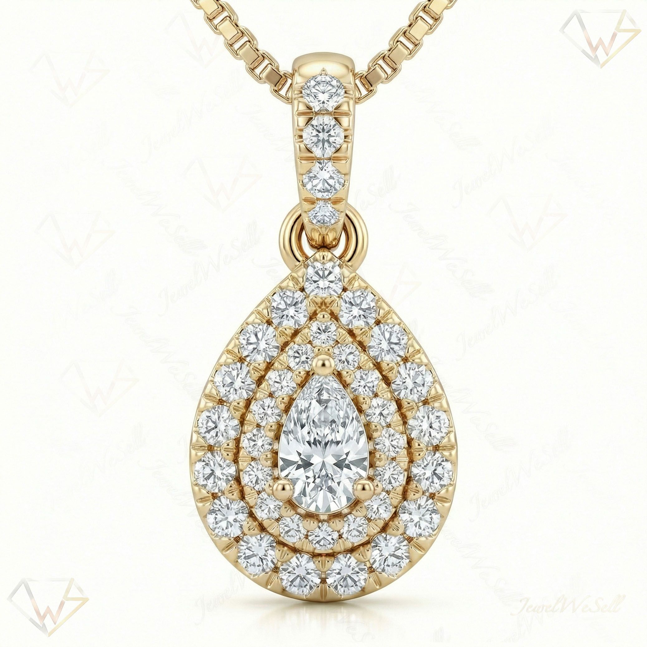 0.66 ct EF VS Lab Grown Diamond Halo Pendant in 10k Yellow Gold 202976