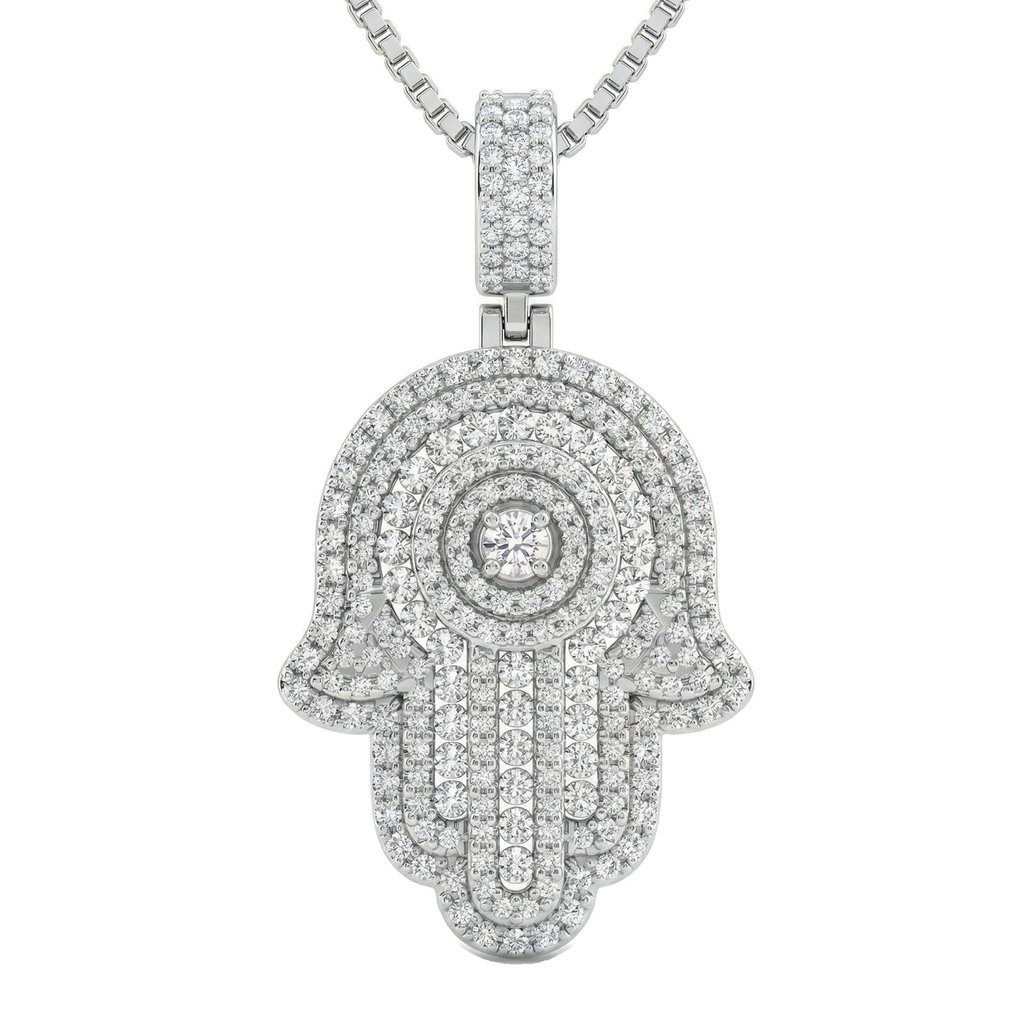 4.20 ct EF VS Lab Grown Diamond Hamsa Pendant in 10k White Gold 203107