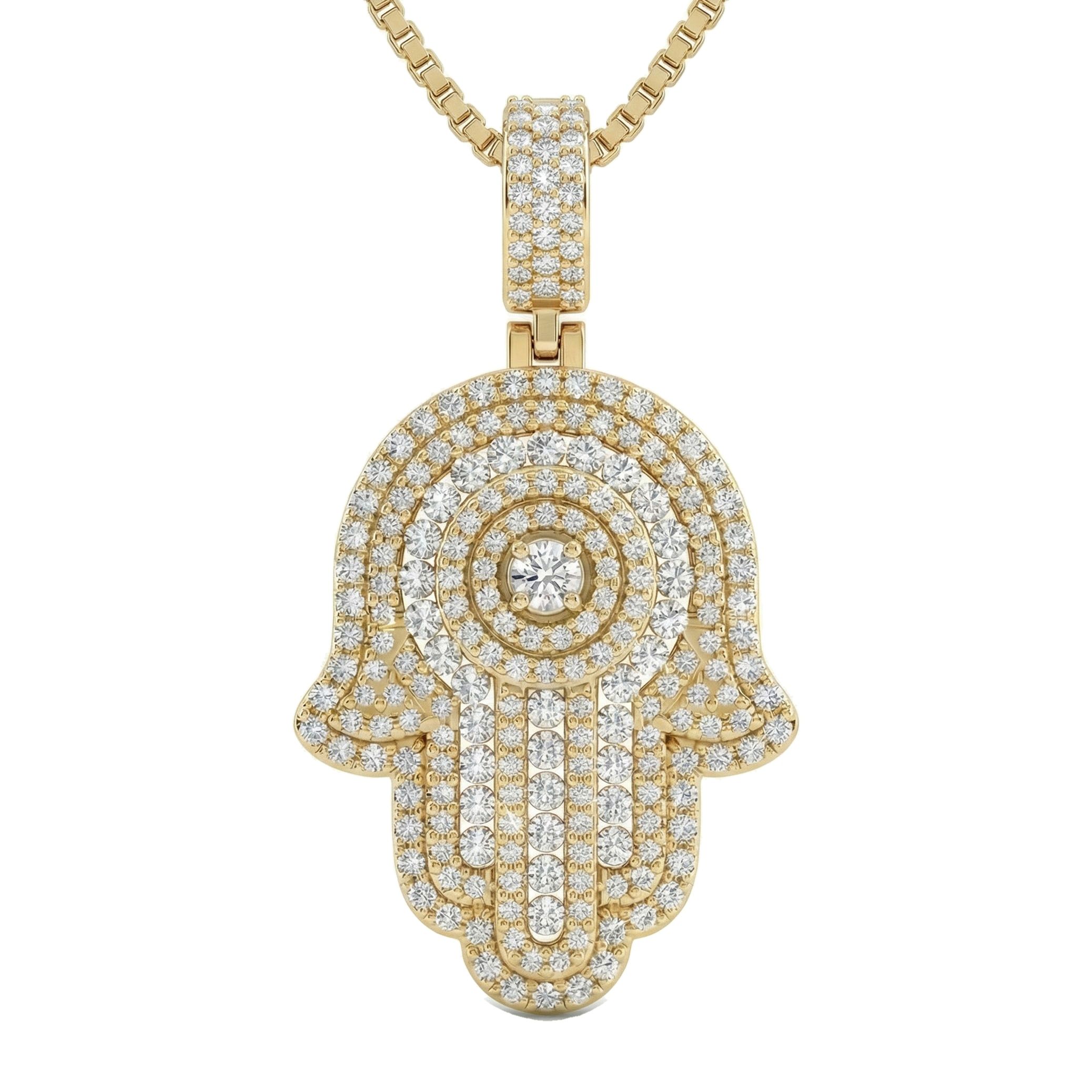 4.20 ct EF VS Lab Grown Diamond Hamsa Pendant in 10k Yellow Gold 203107