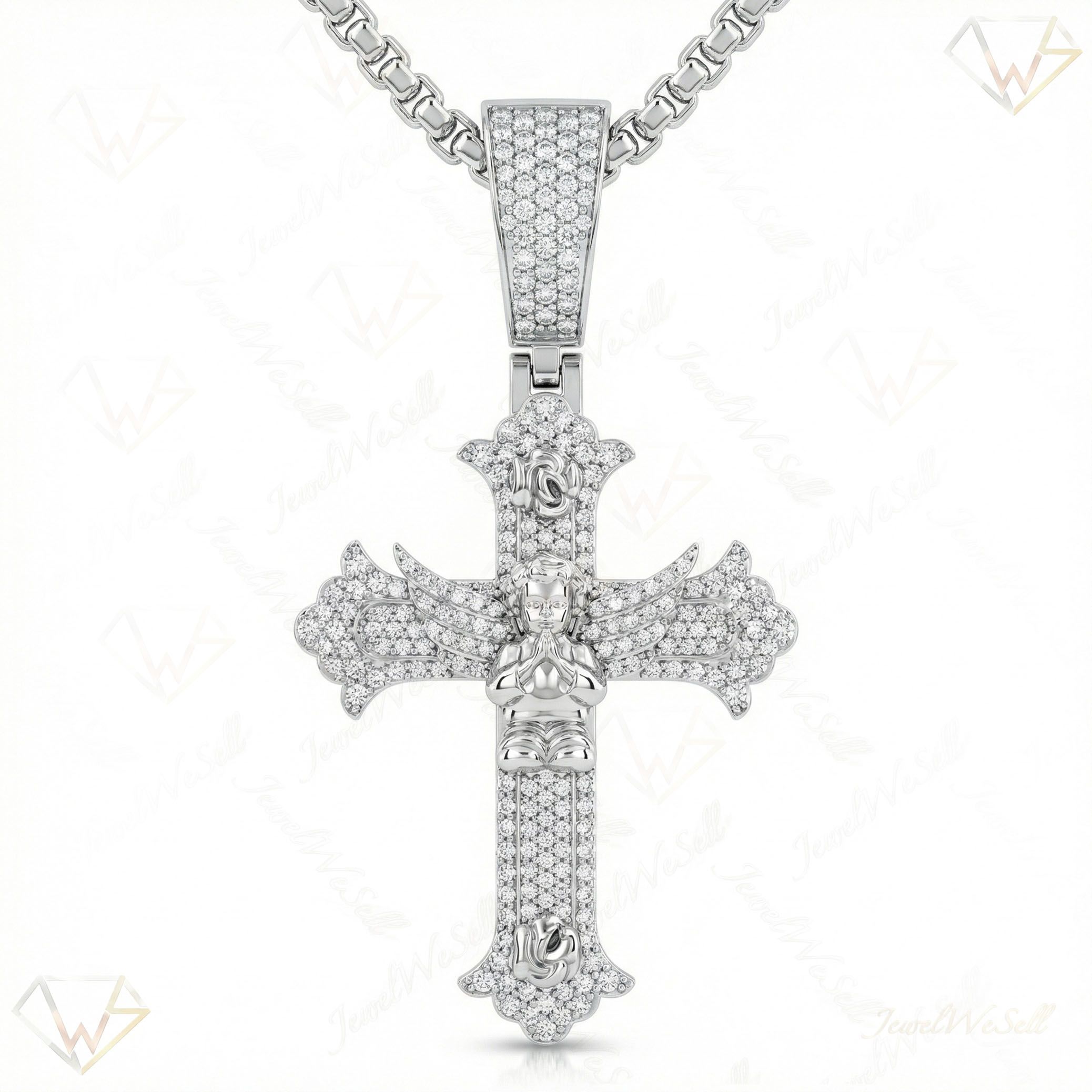 1.20 ct EF VS Lab Grown Diamond Cross Pendant in 14k White Gold 203222