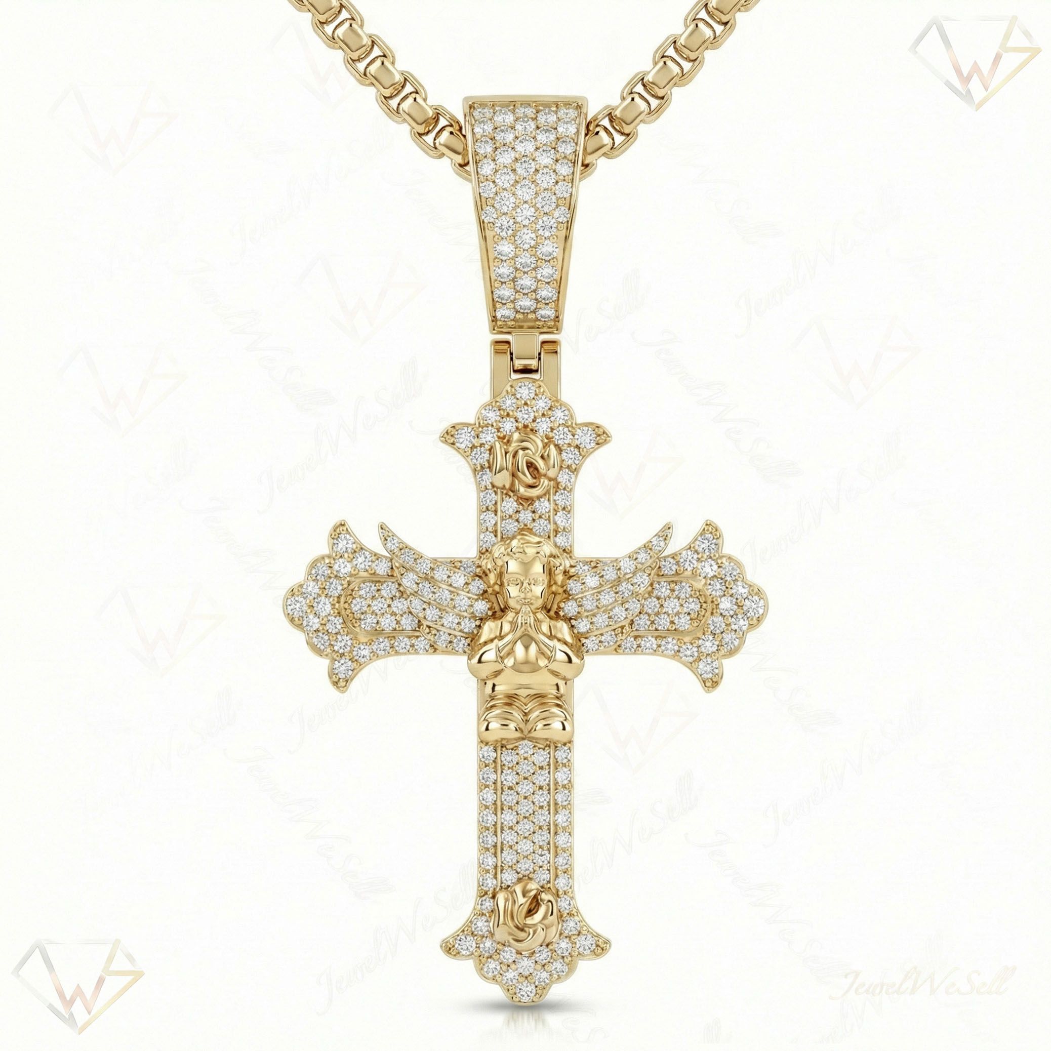 1.20 ct EF VS Lab Grown Diamond Cross Pendant in 14k Yellow Gold 203222