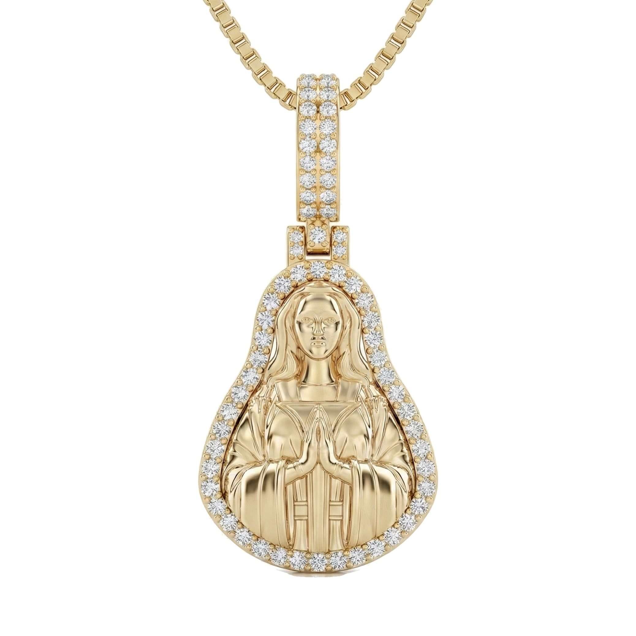 1.10 ct EF VS Lab Grown Diamond Jesus Pendant in 10k Yellow Gold 203223