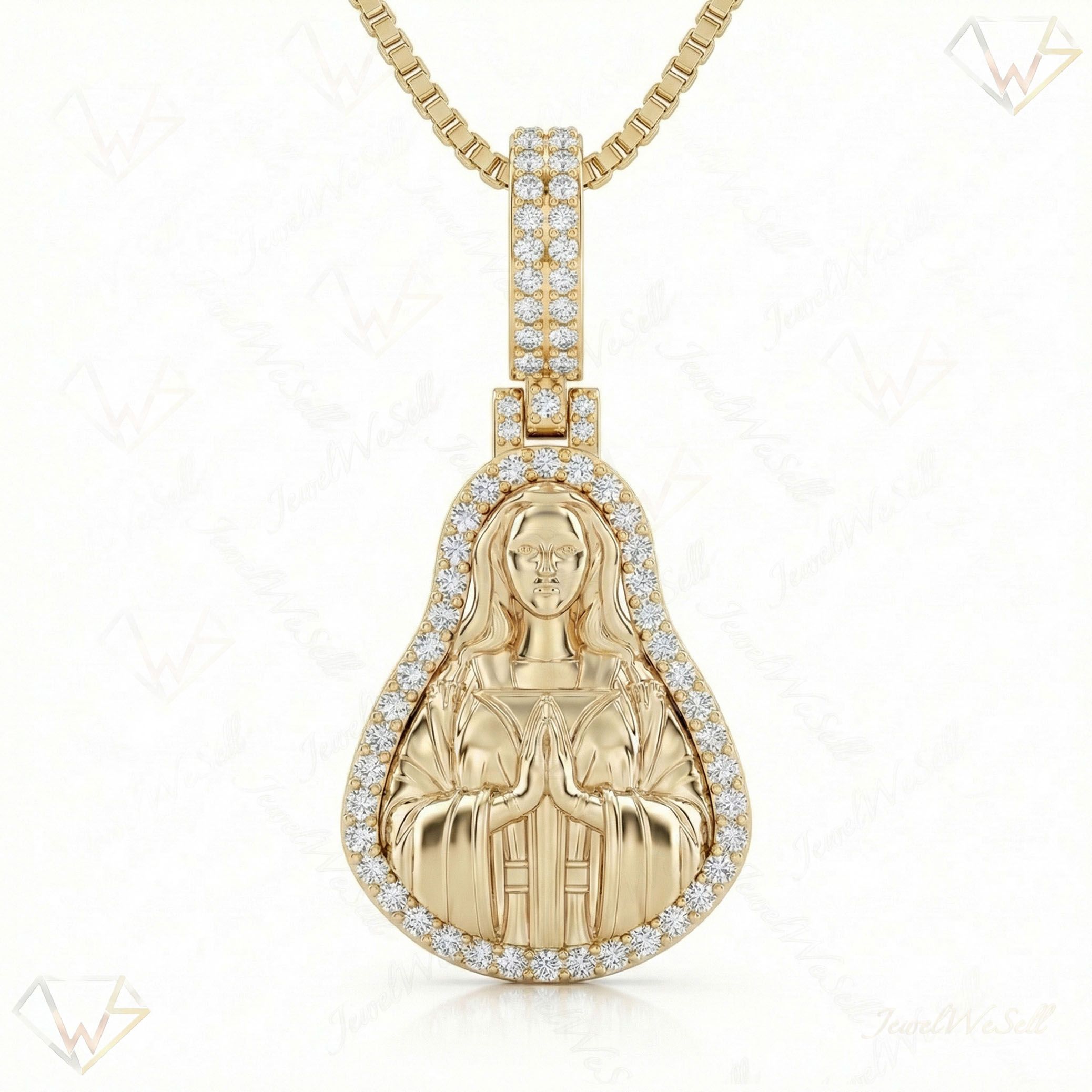 1.10 ct EF VS Lab Grown Diamond Jesus Pendant in 14k Yellow Gold 203223