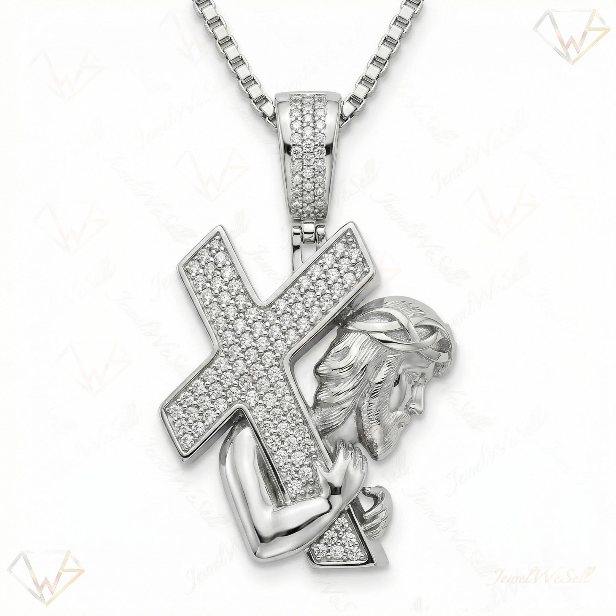 1.40 ct EF VS Lab Grown Diamond Jesus Pendant in 10k White Gold 203241