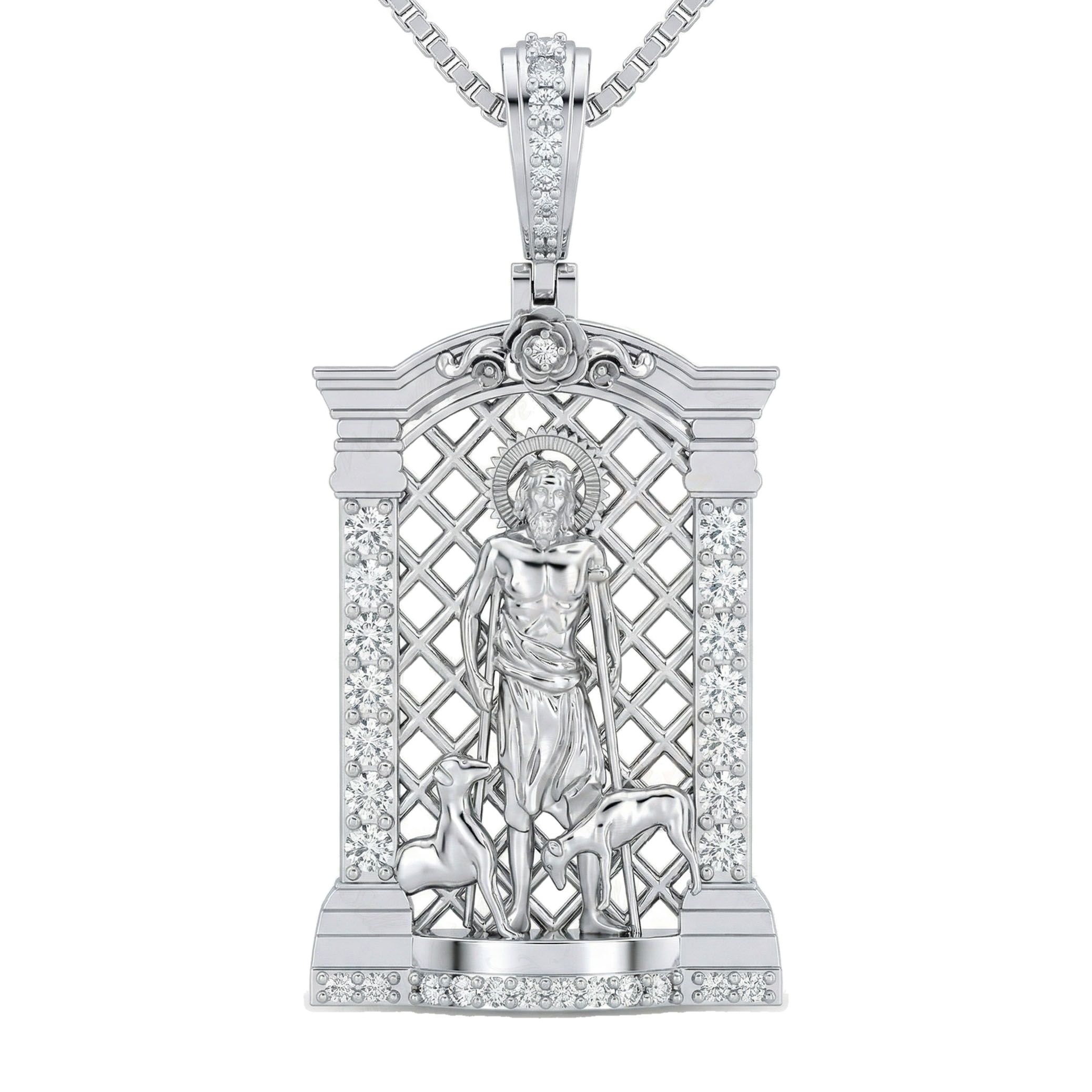 0.95 ct EF VS Lab Grown Diamond Jesus Pendant in 10k White Gold 203244