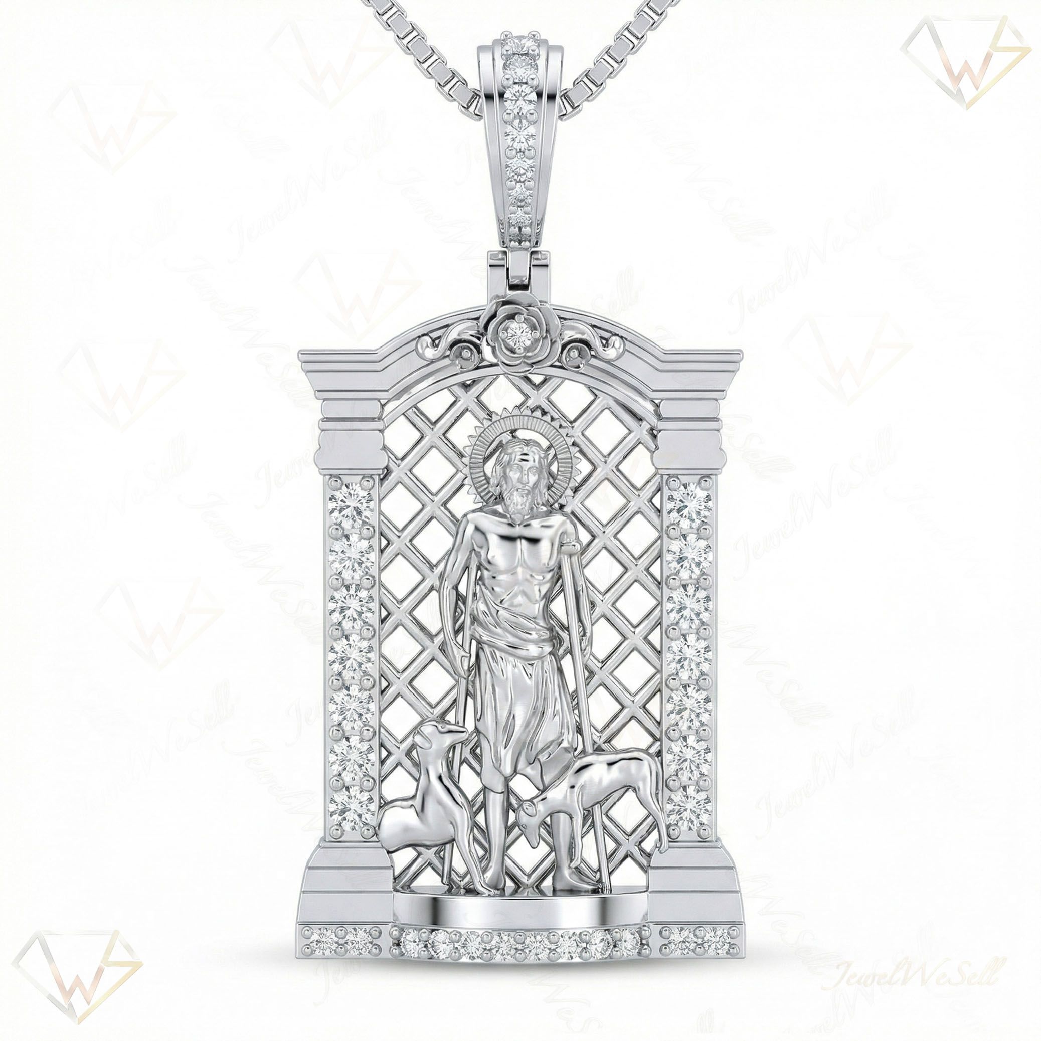0.95 ct EF VS Lab Grown Diamond Jesus Pendant in 14k White Gold 203244