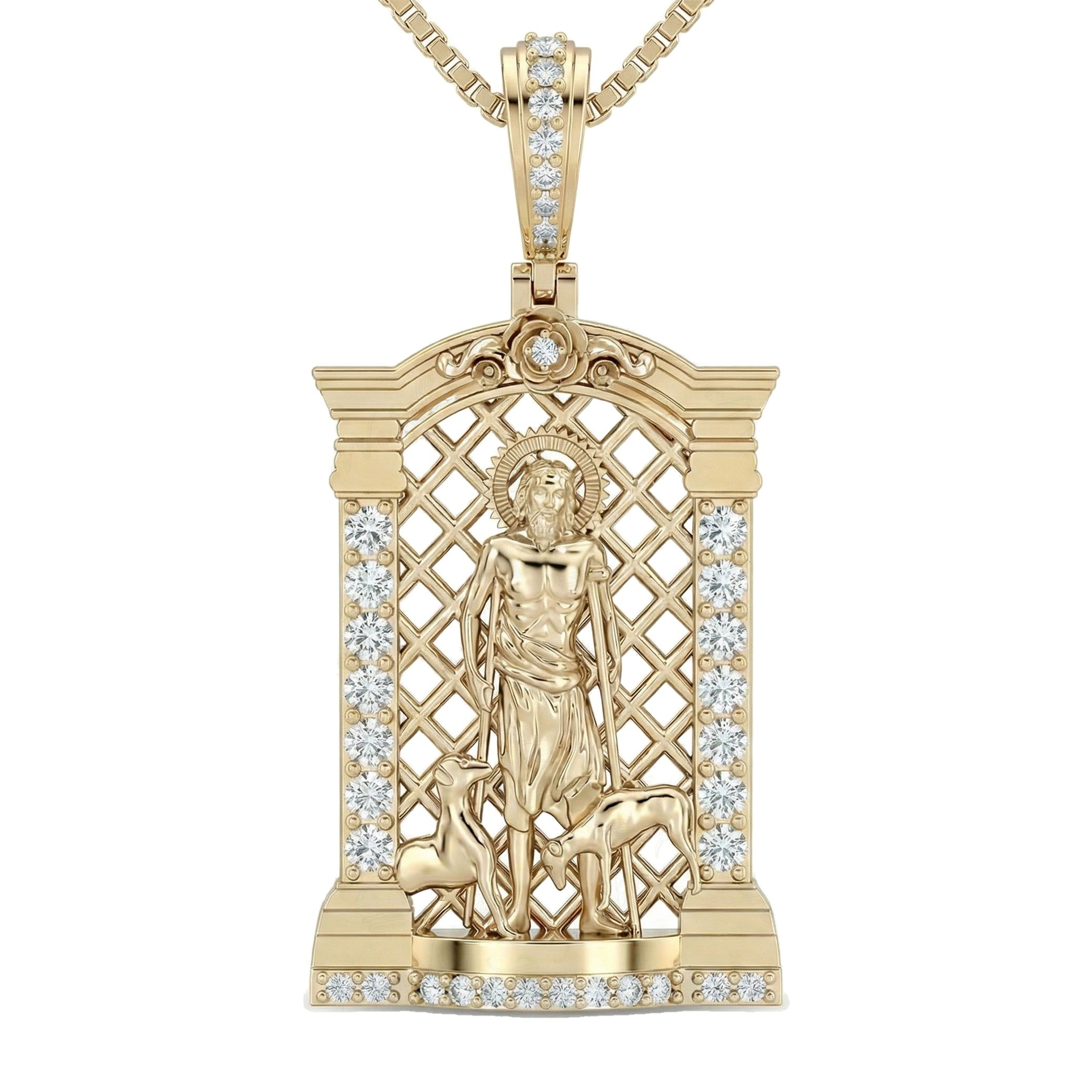0.95 ct EF VS Lab Grown Diamond Jesus Pendant in 10k Yellow Gold 203244
