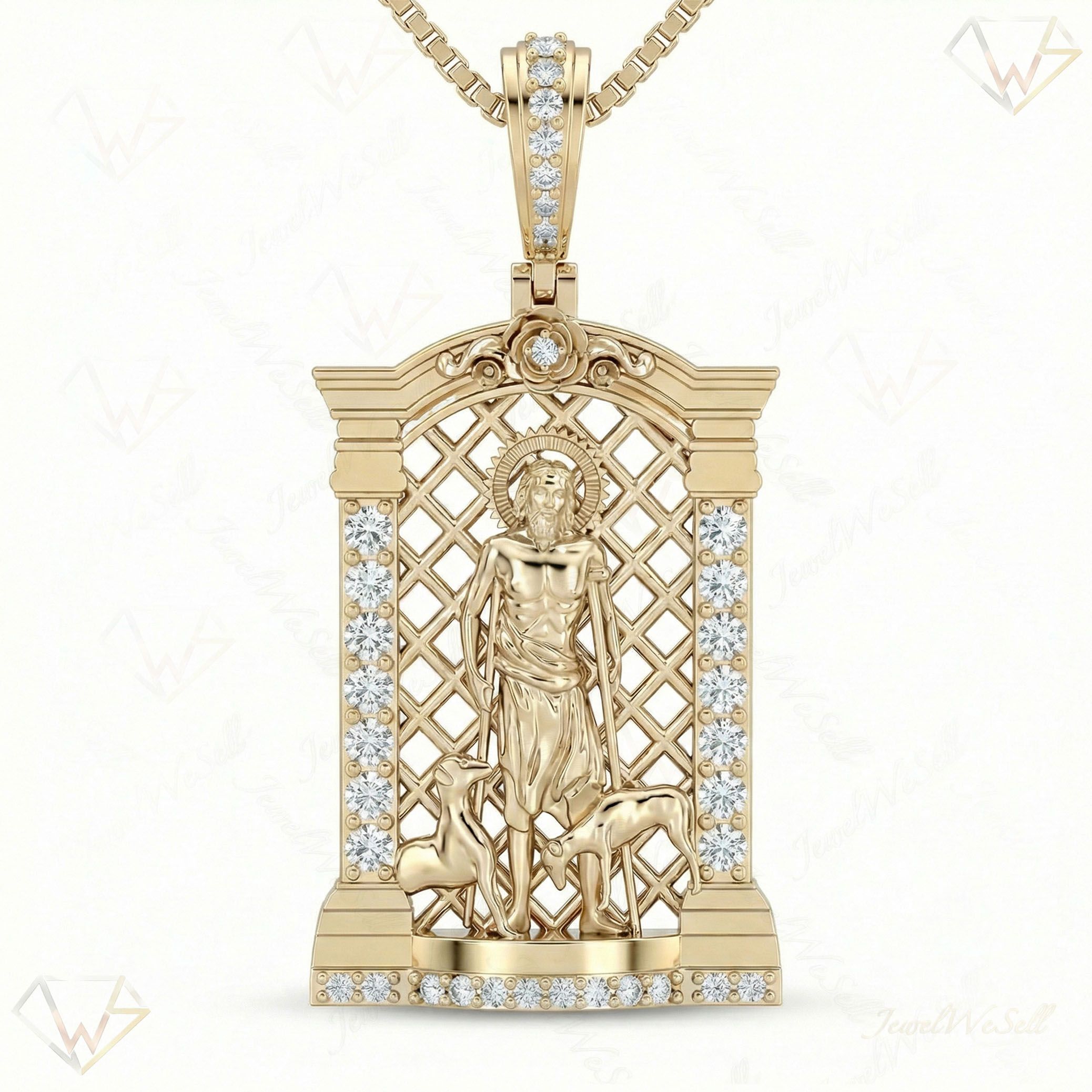 0.95 ct EF VS Lab Grown Diamond Jesus Pendant in 14k Yellow Gold 203244