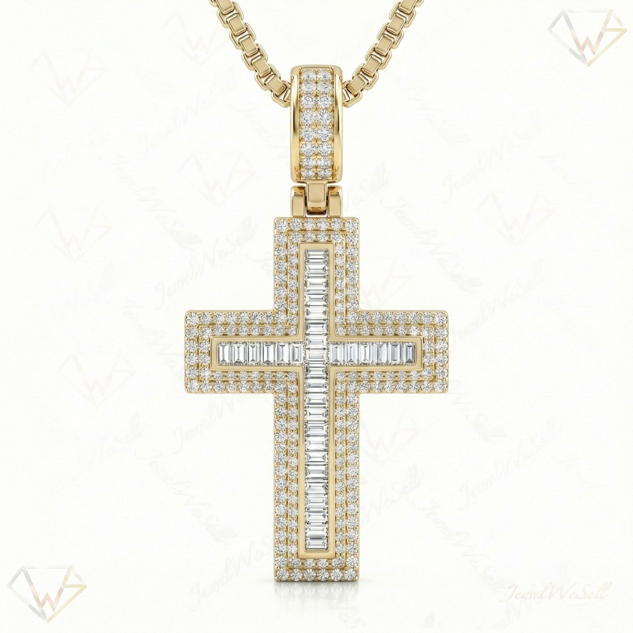 1.25 ct EF VS Lab Grown Diamond Cross Pendant in 14k Yellow Gold 203276