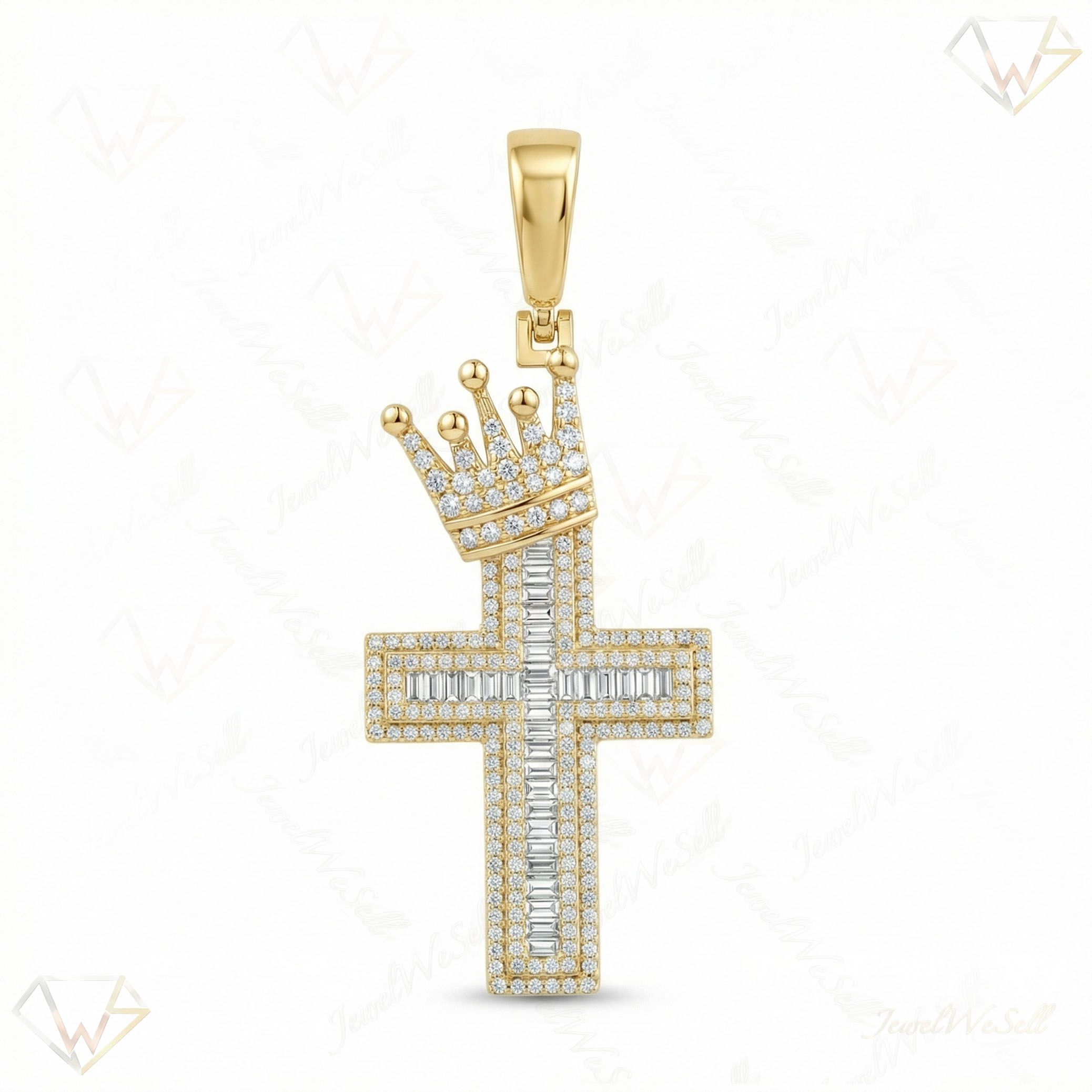1.33 ct EF VS Lab Grown Diamond Cross Pendant in 14k Yellow Gold 203277