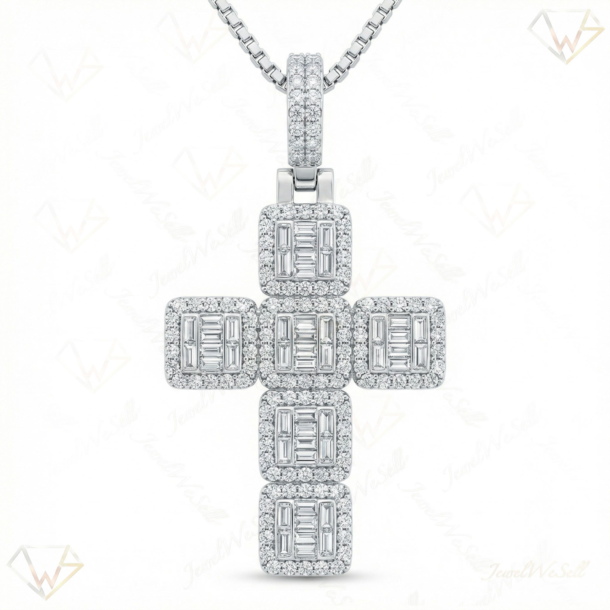3.90 ct EF VS Lab Grown Diamond Cross Pendant in 10k White Gold 203327