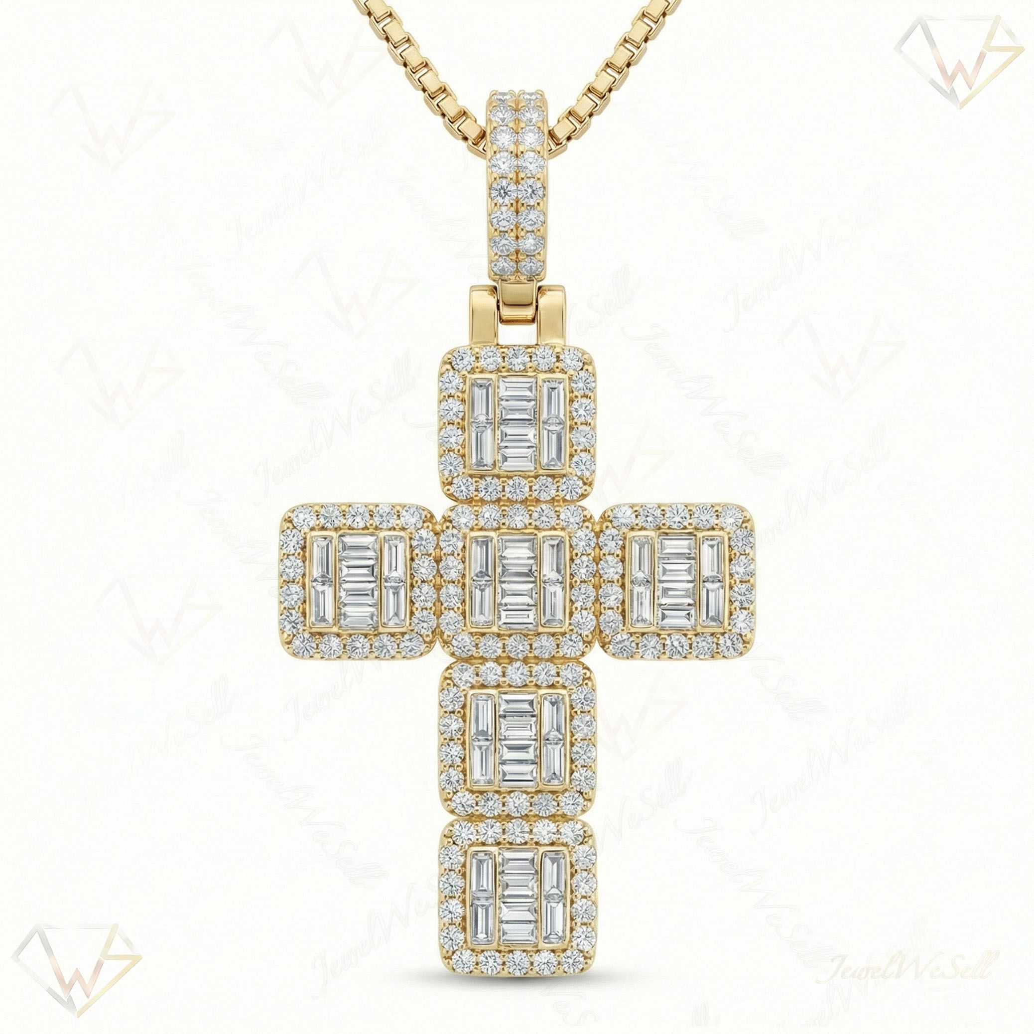 3.90 ct EF VS Lab Grown Diamond Cross Pendant in 10k Yellow Gold 203327