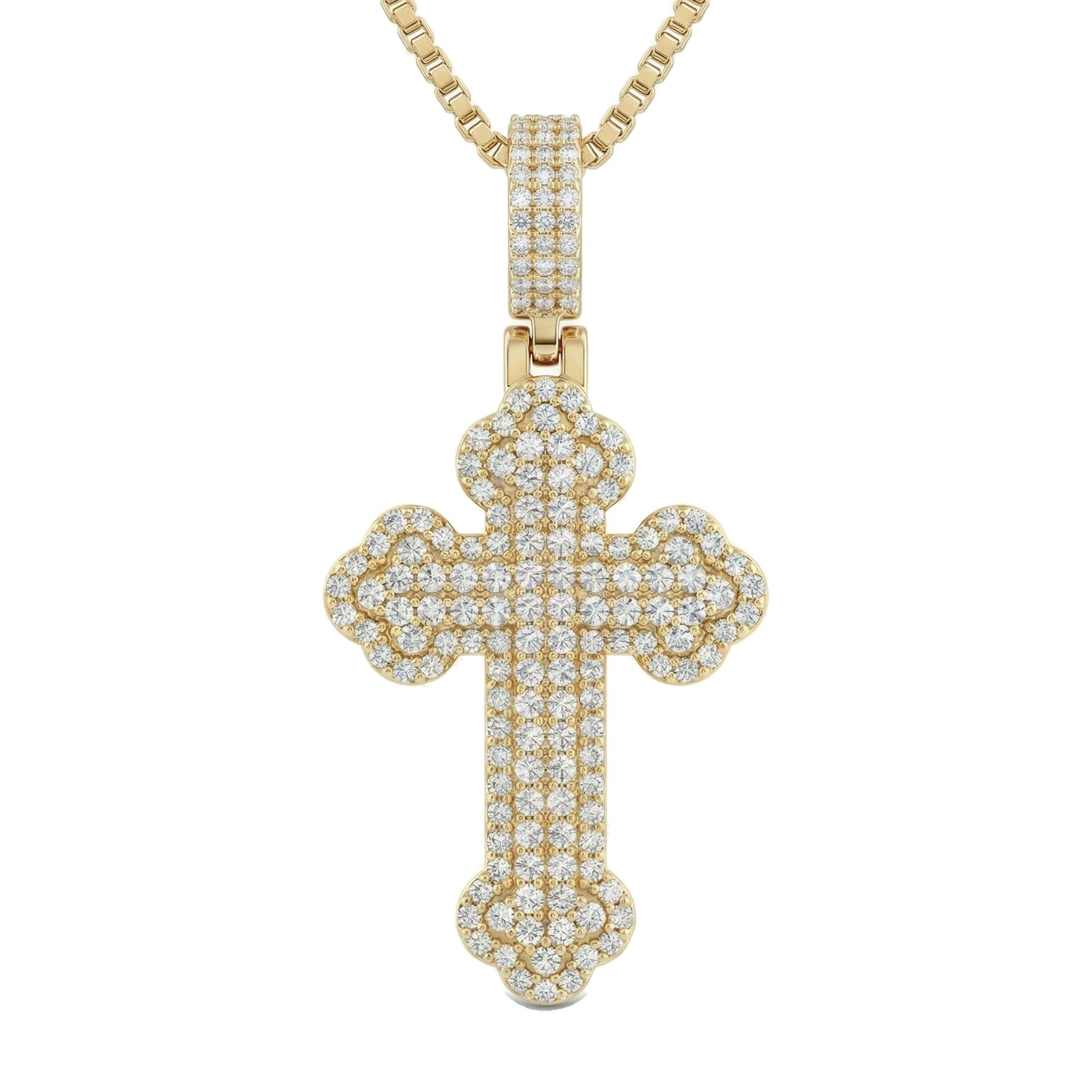 2.25 ct EF VS Lab Grown Diamond Cross Pendant in 10k Yellow Gold 203425