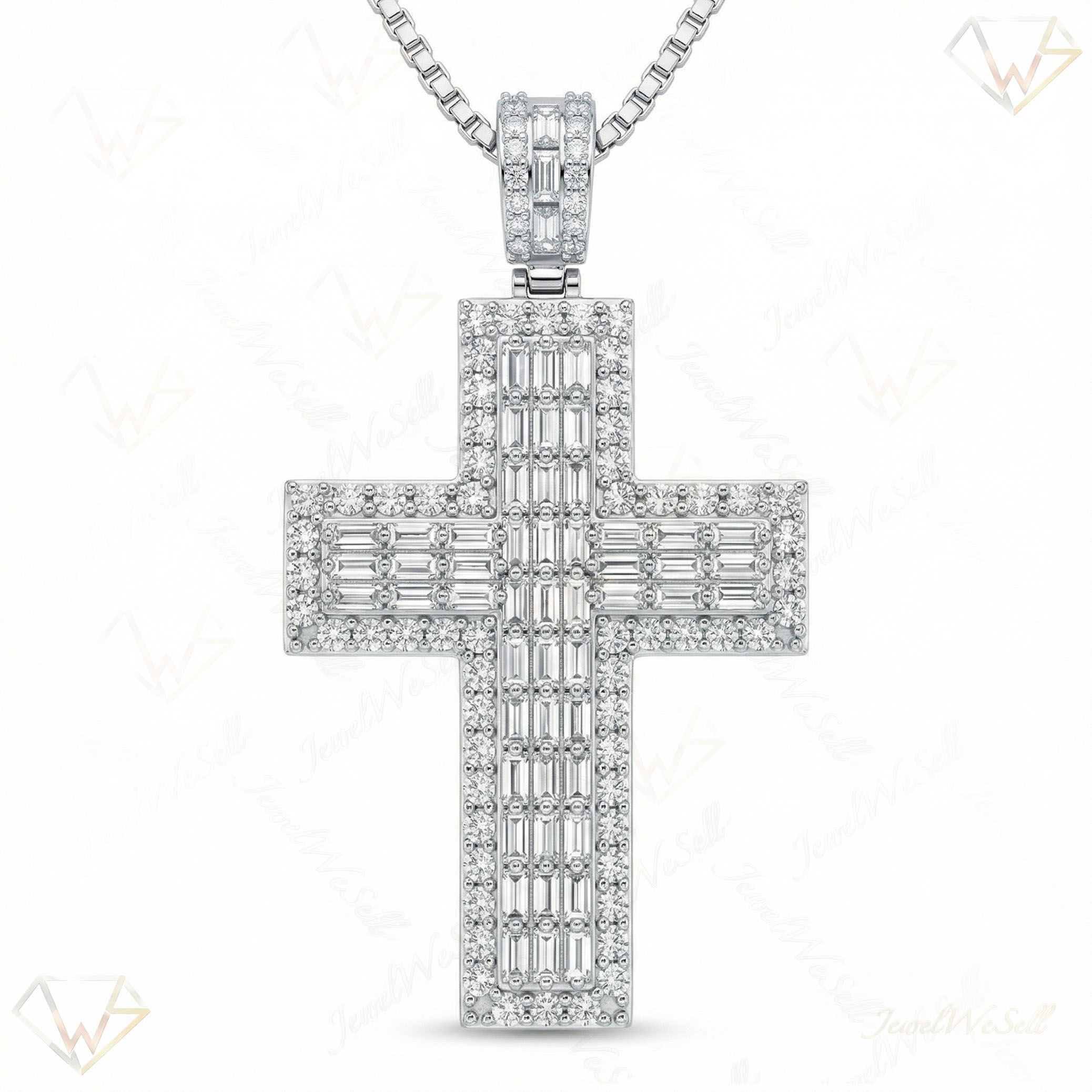 4.20 ct EF VS Lab Grown Diamond Cross Pendant in 10k White Gold 203705