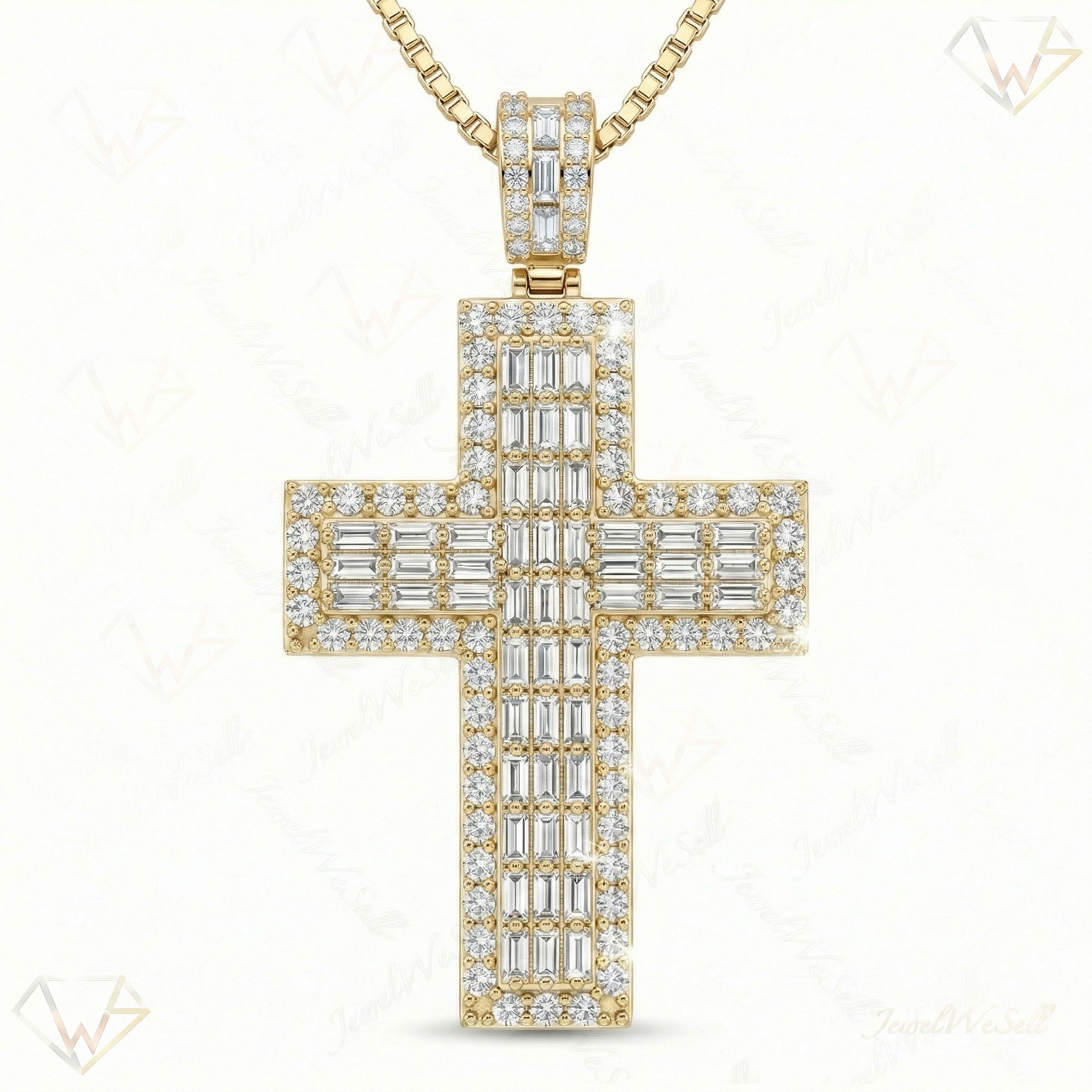 4.20 ct EF VS Lab Grown Diamond Cross Pendant in 10k Yellow Gold 203705