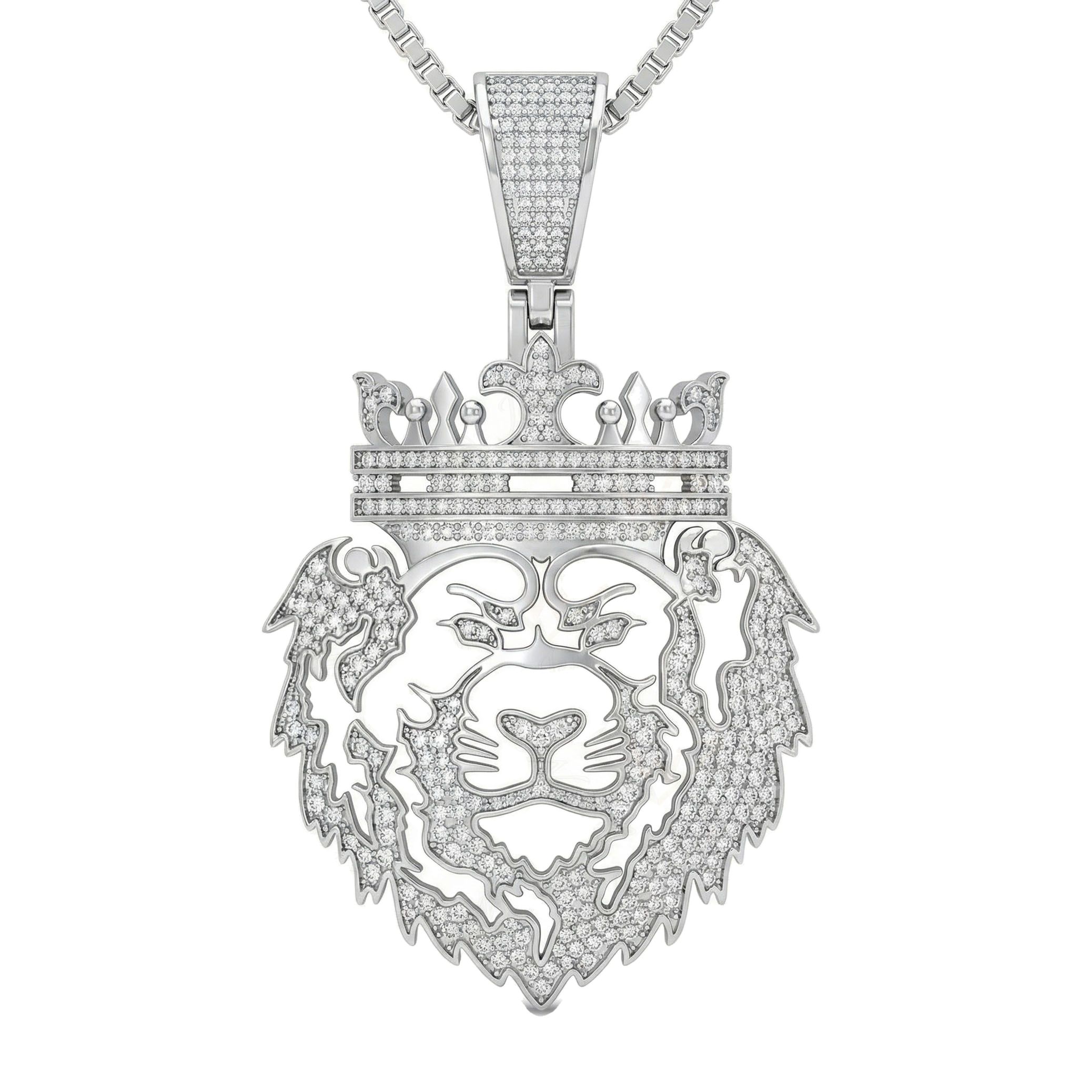 1.45 ct EF VS Lab Grown Diamond Lion Tiger Pendant in 10k White Gold 203707