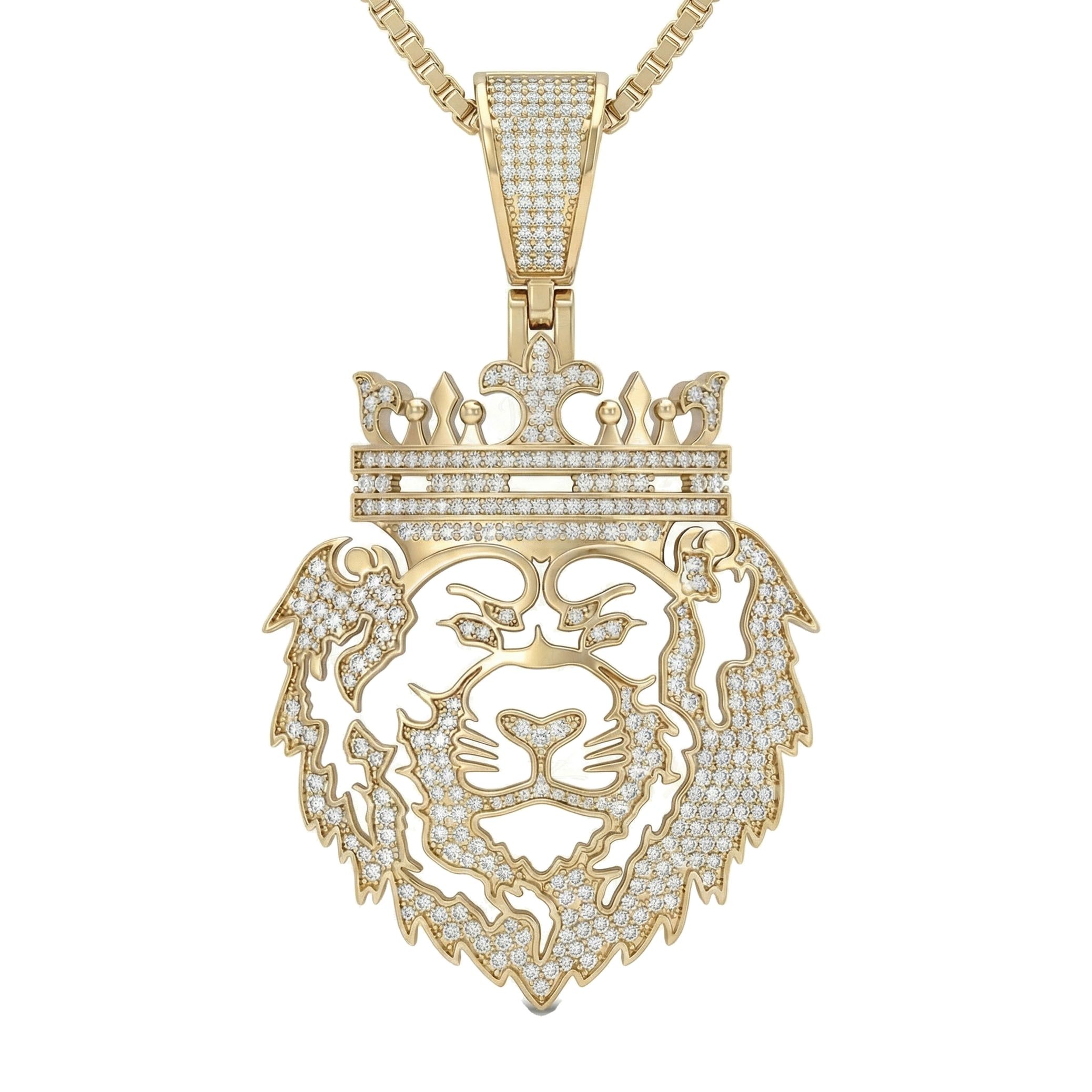 1.45 ct EF VS Lab Grown Diamond Lion Tiger Pendant in 14k Yellow Gold 203707