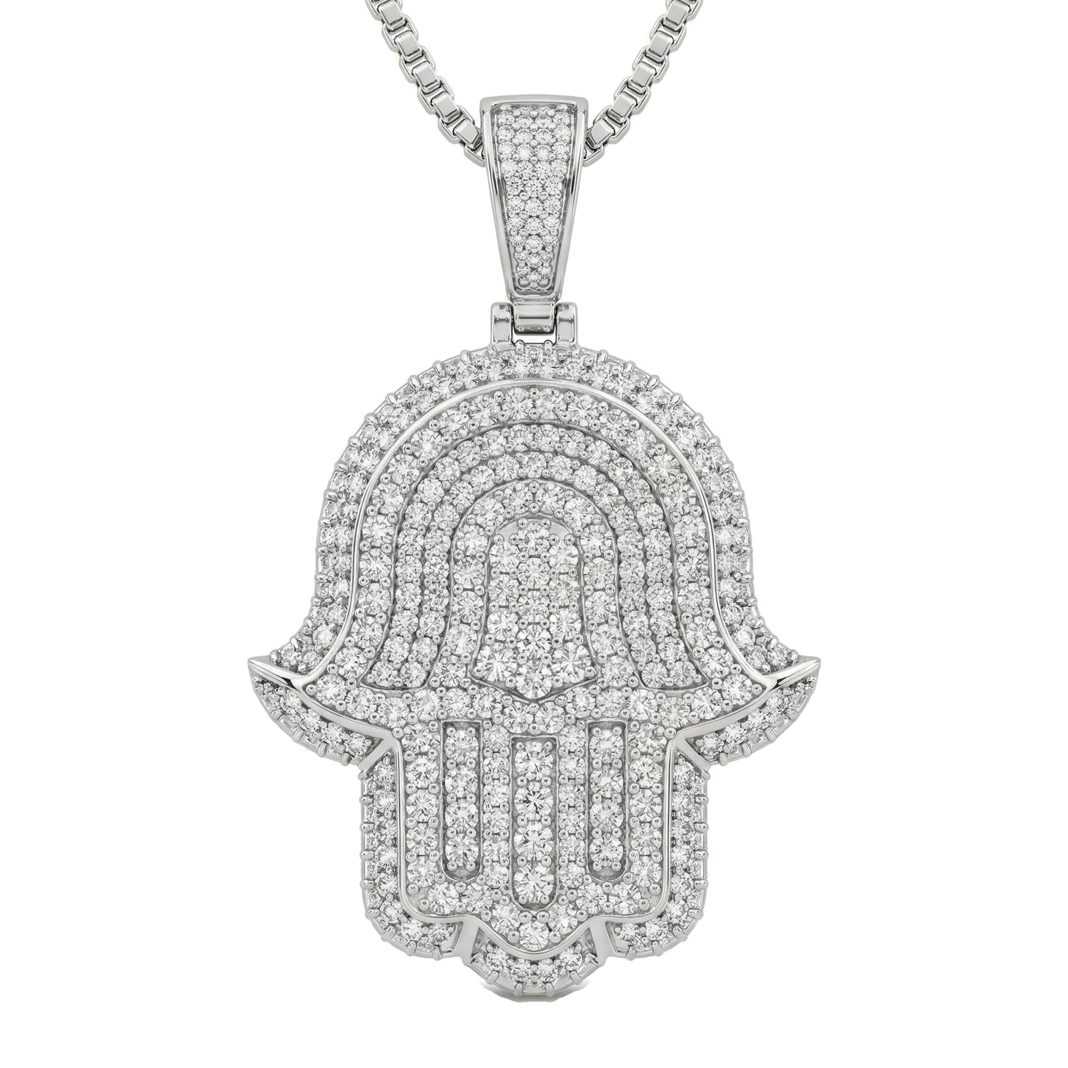 12.60 ct EF VS Lab Grown Diamond Hamsa Pendant in 10k White Gold 203916