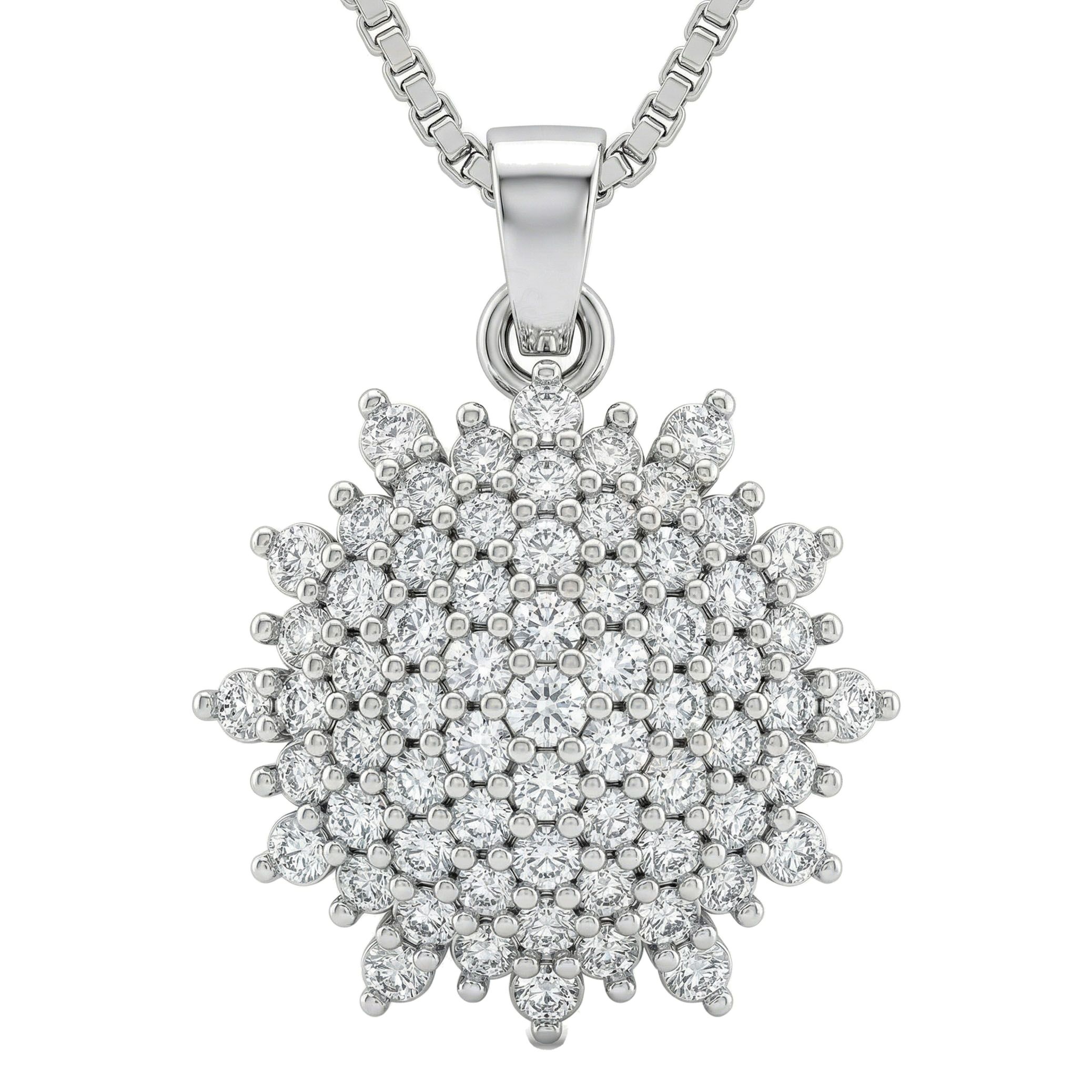 1.33 ct EF VS Lab Grown Diamond Cluster Pendant in 10k White Gold 22777