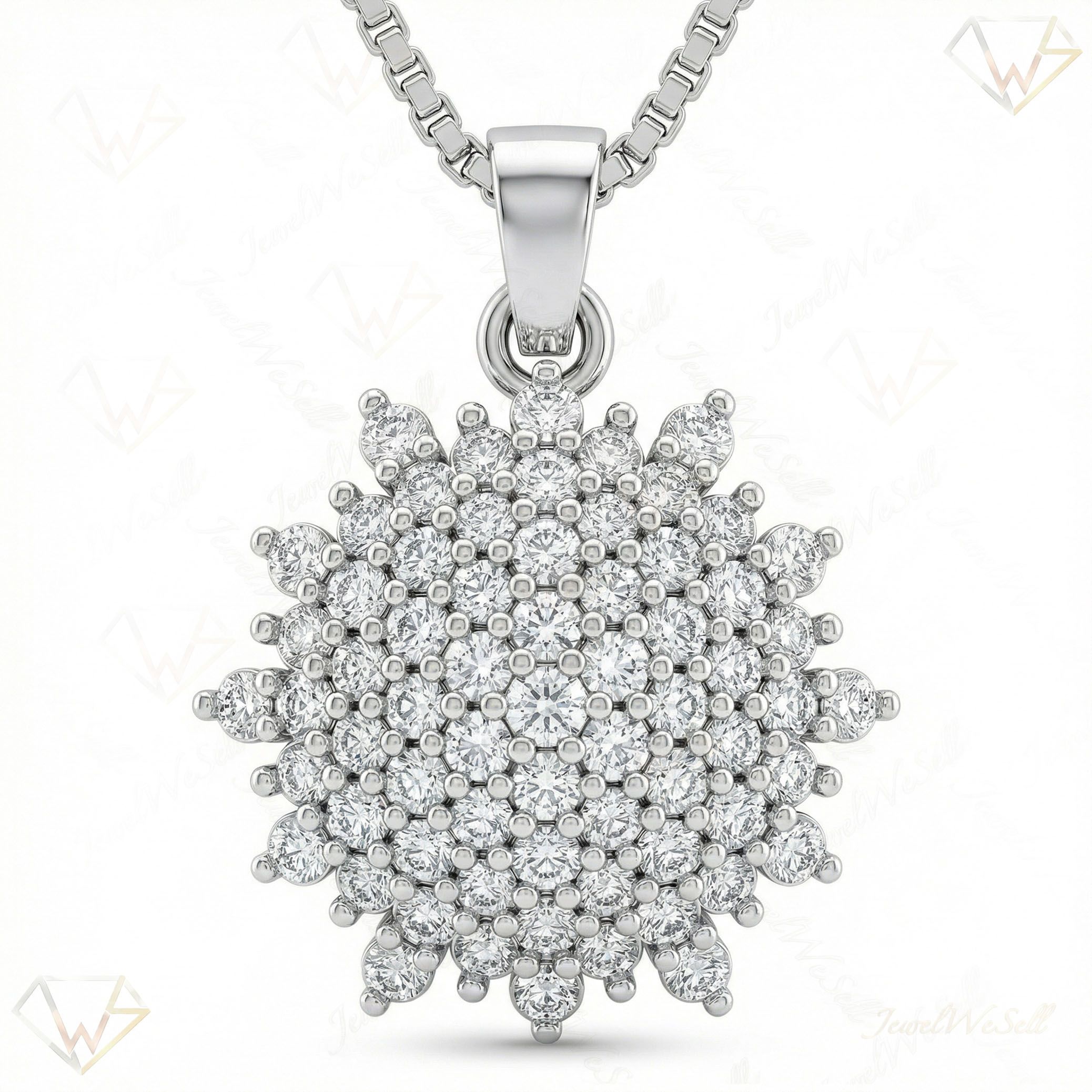 1.33 ct EF VS Moissanite Cluster Pendant in 925 Sterling Silver 22777