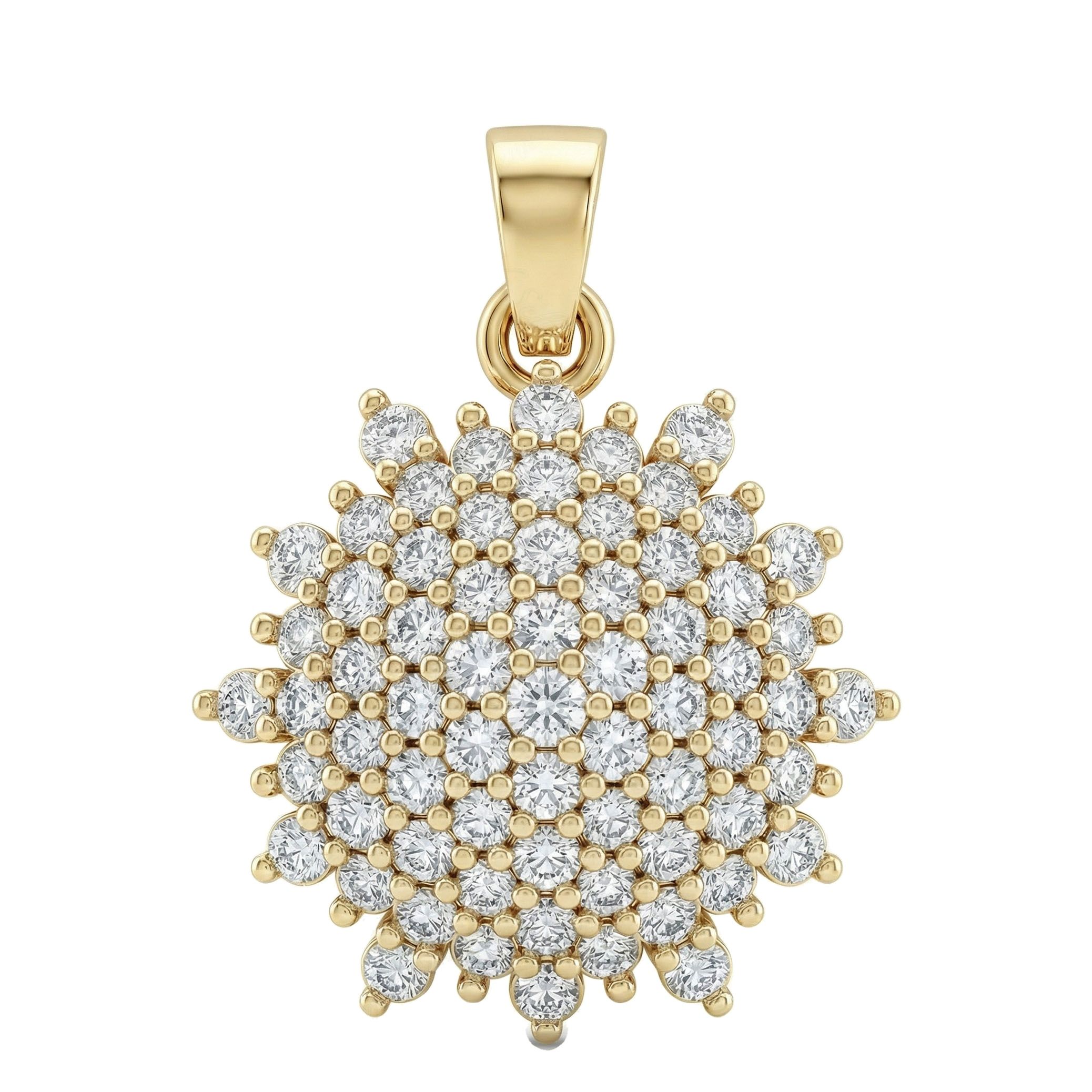1.33 ct EF VS Lab Grown Diamond Cluster Pendant in 10k Yellow Gold 22777