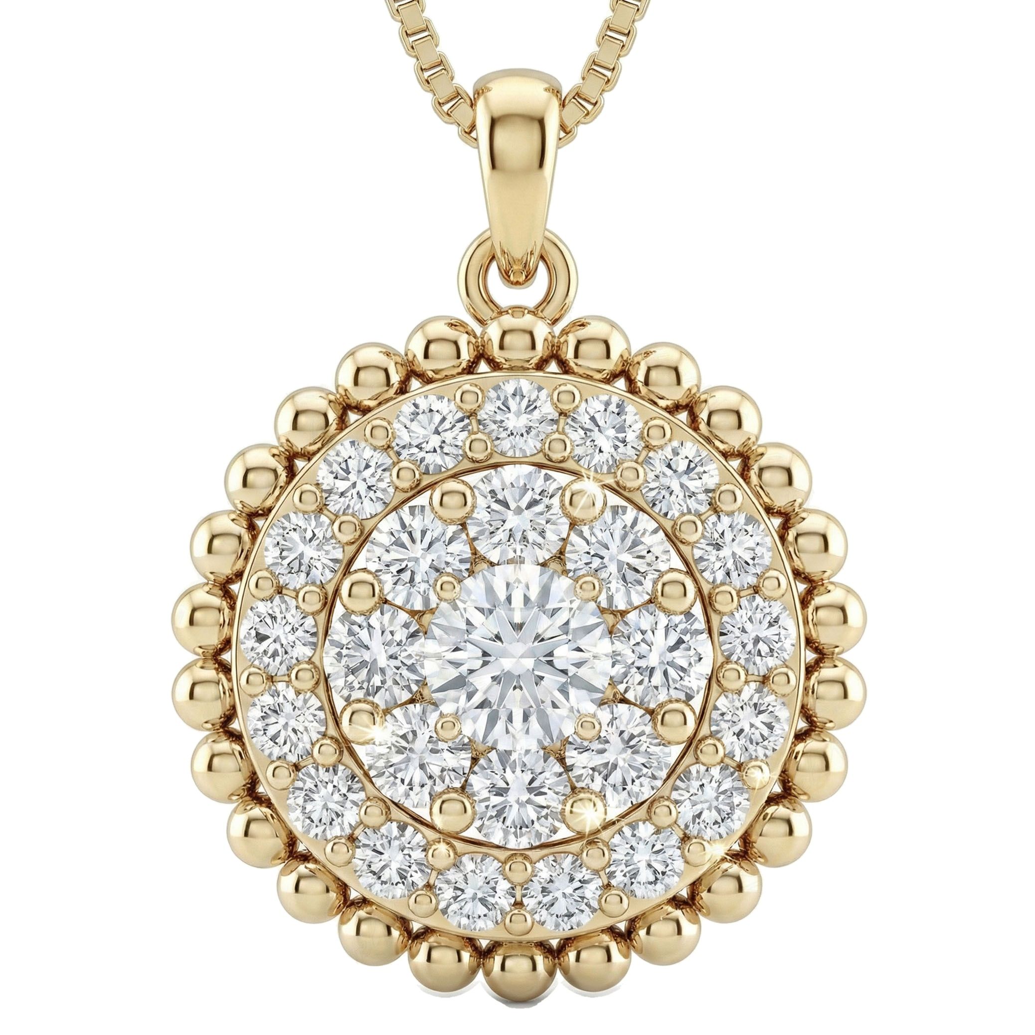 1.00 ct EF VS Lab Grown Diamond Cluster Pendant in 14k Yellow Gold 22796