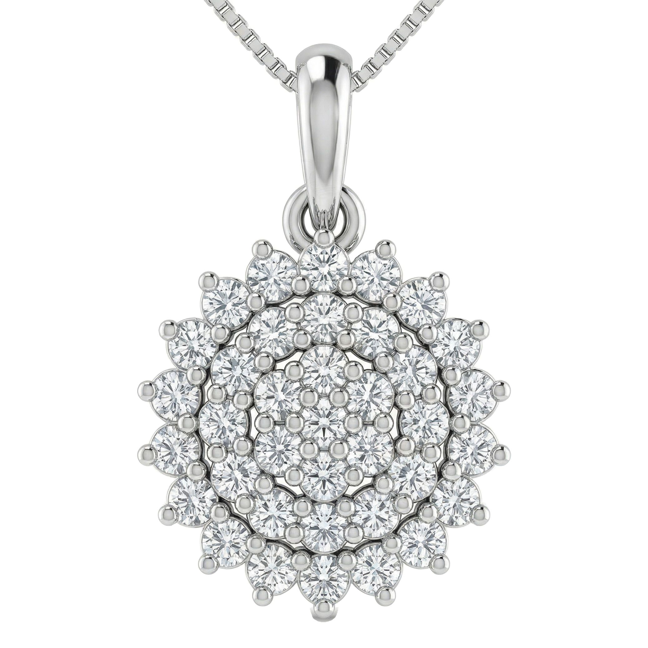 0.60 ct EF VS Lab Grown Diamond Cluster Pendant in 14k White Gold 22802