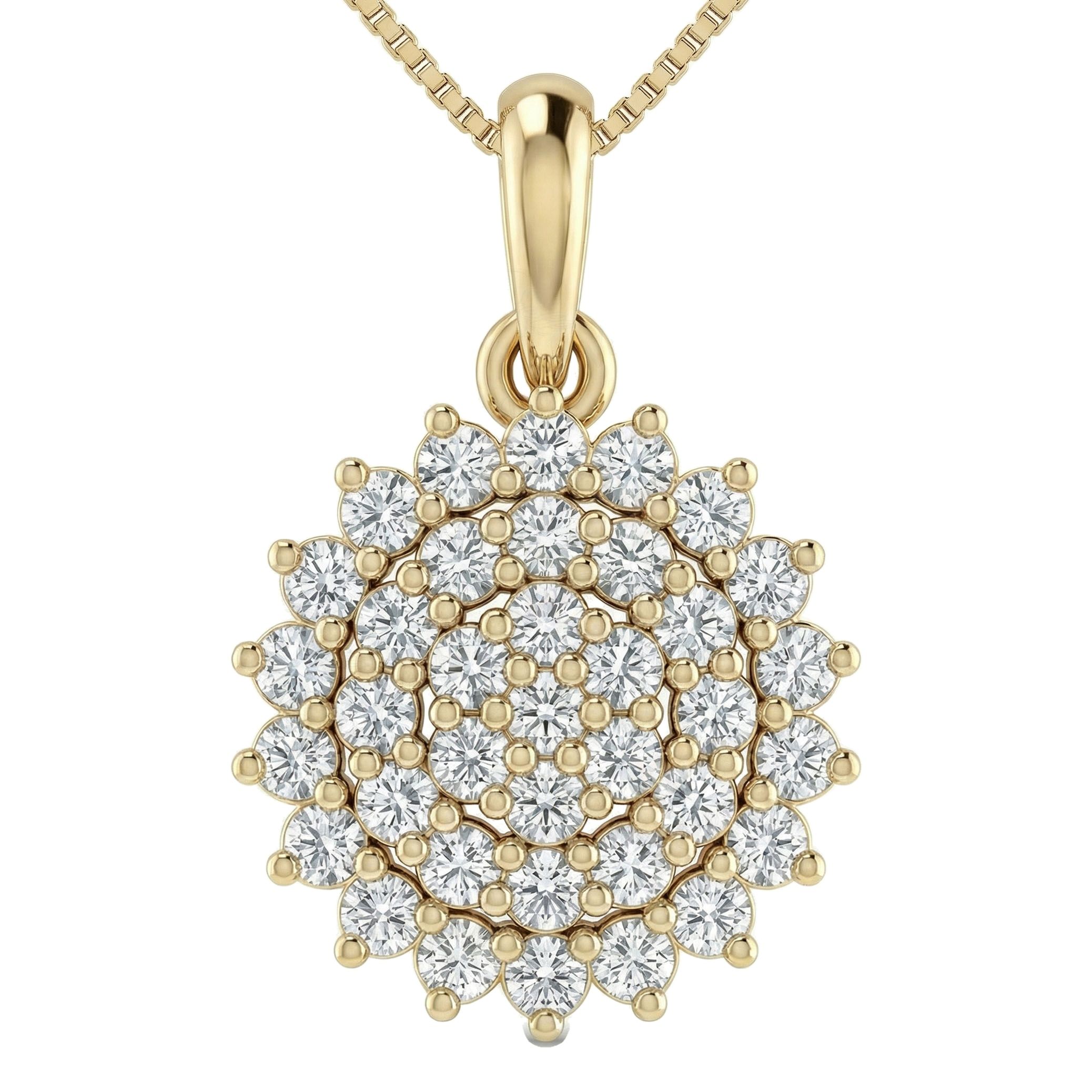 0.60 ct EF VS Lab Grown Diamond Cluster Pendant in 10k Yellow Gold 22802
