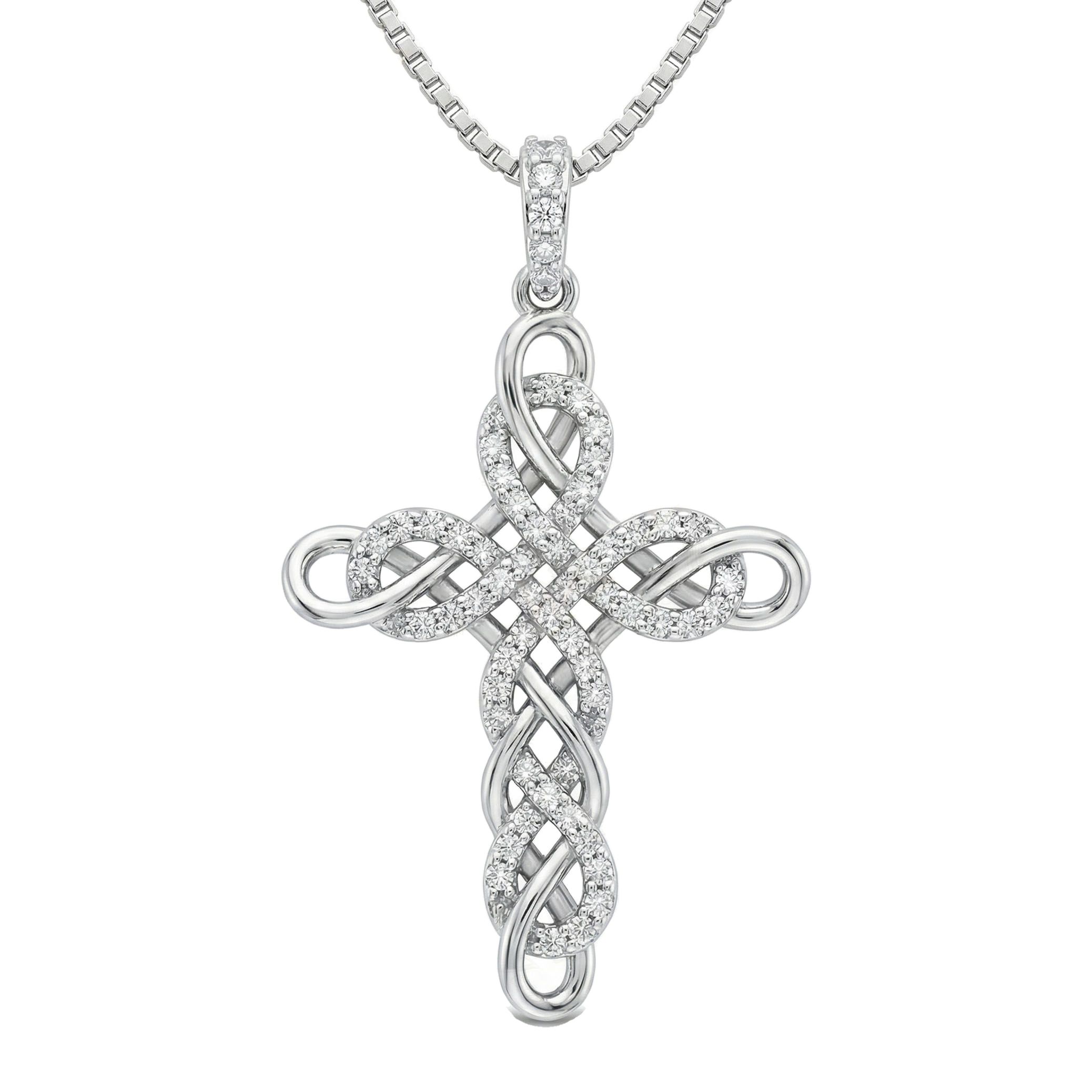0.33 ct EF VS Lab Grown Diamond Cross Pendant in 14k White Gold 232577